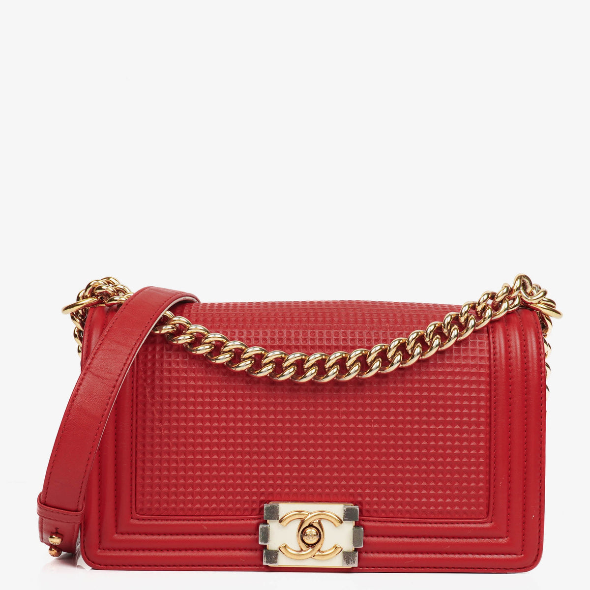 Pre-owned Chanel Boy flap bag in red leather