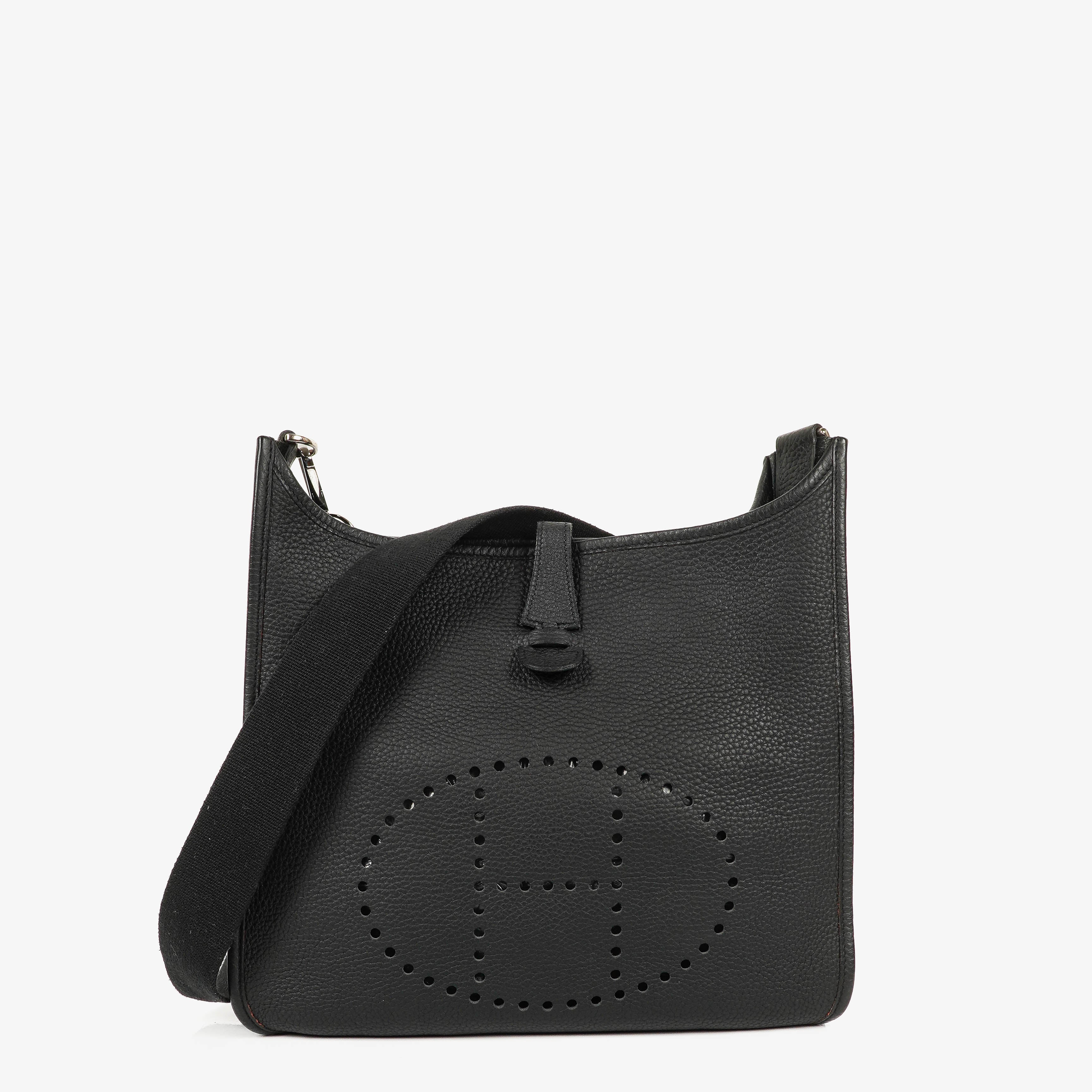 Pre-owned Hermes Evelyne I 29 PM shoulder bag in black Clemence leather