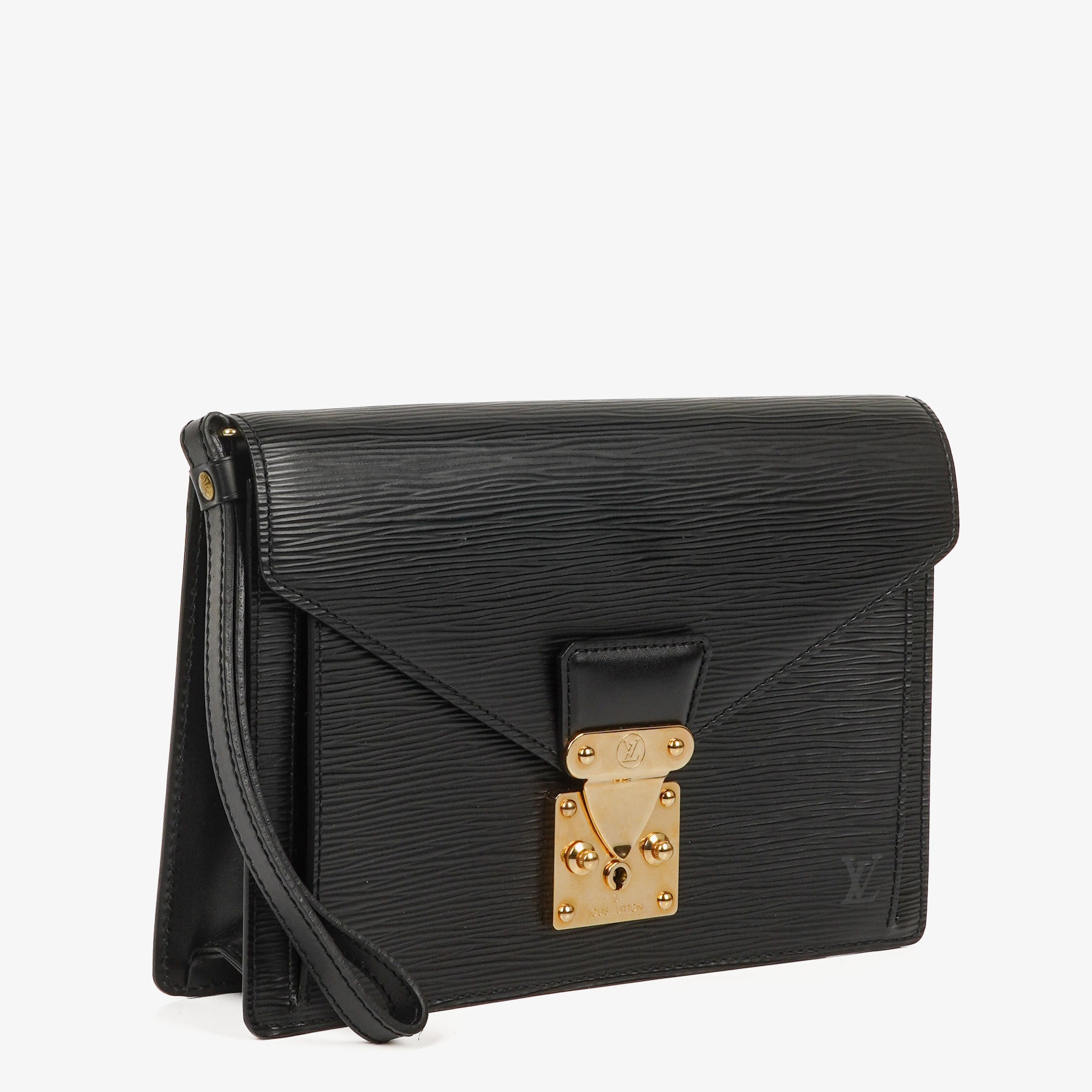 Louis Vuitton Pochette Sellier Dragonne Black Epi Clutch