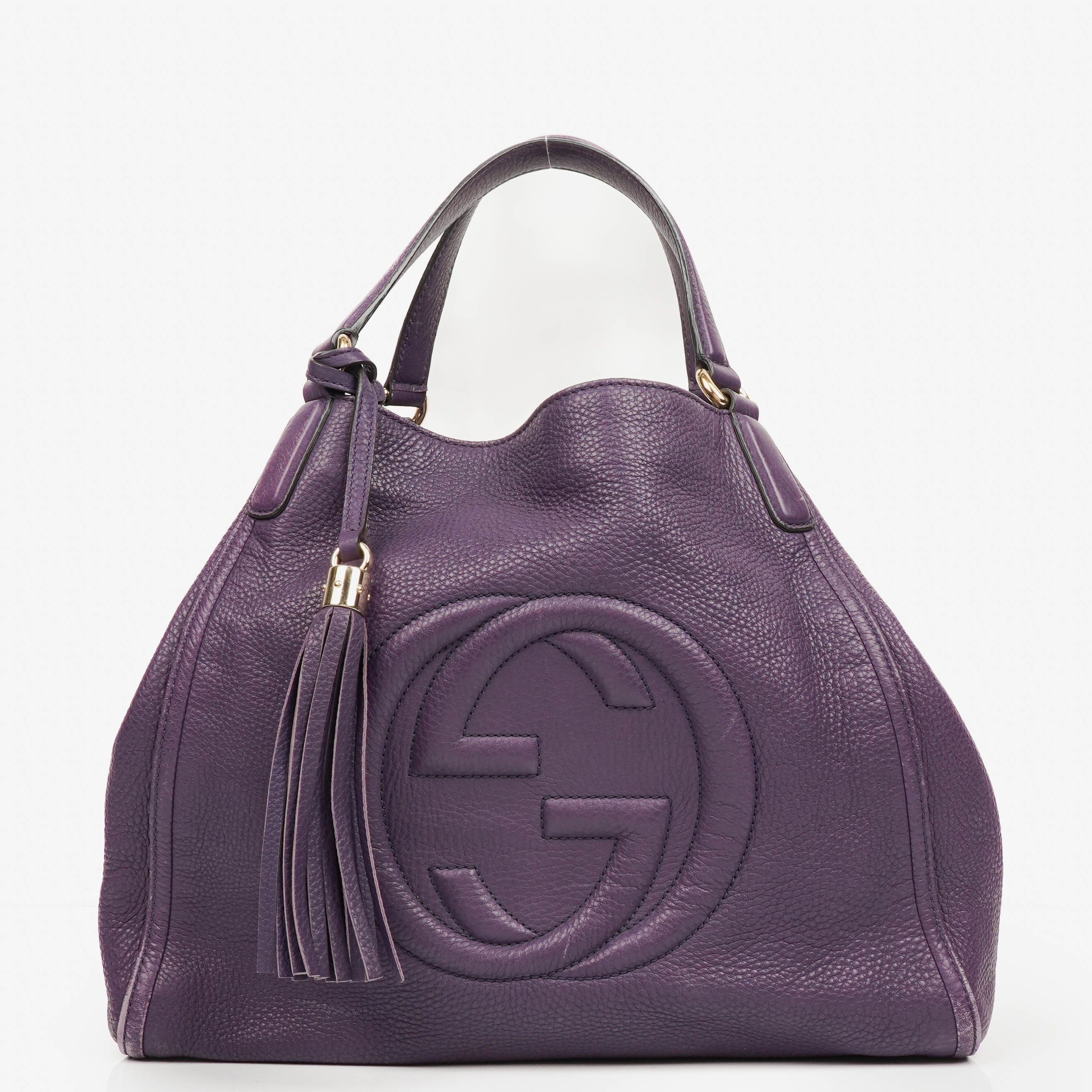 Gucci Purple Pebbled Leather Soho Top Handle Tote Bag – PLAMEXS