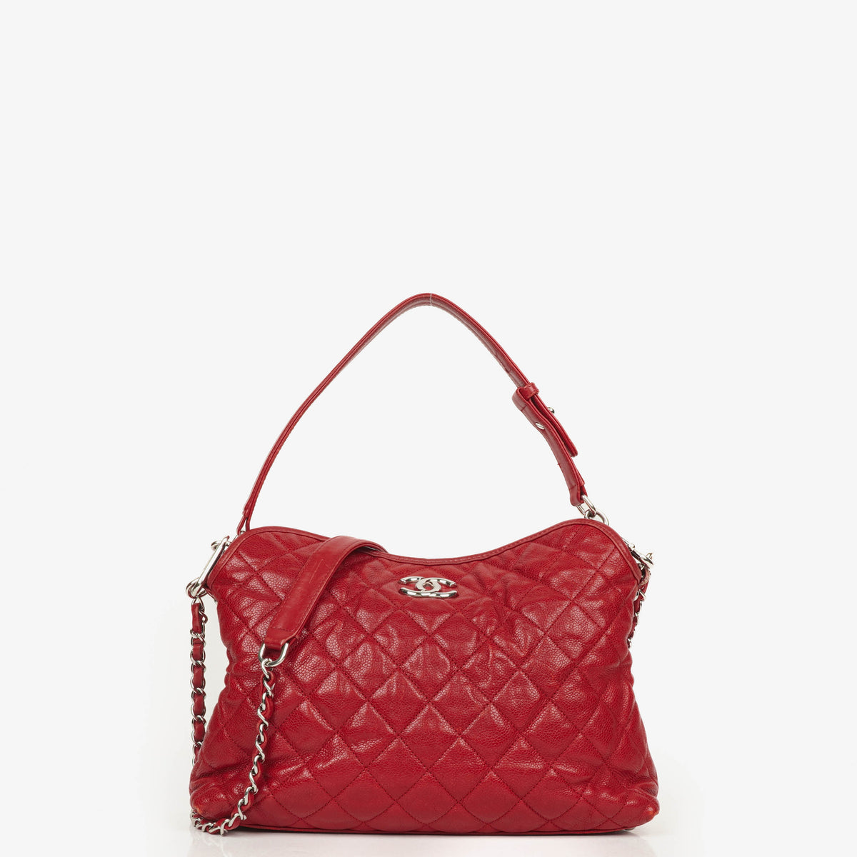 Chanel Caviar Rouge Quilted Leather French Riviera Hobo Bag