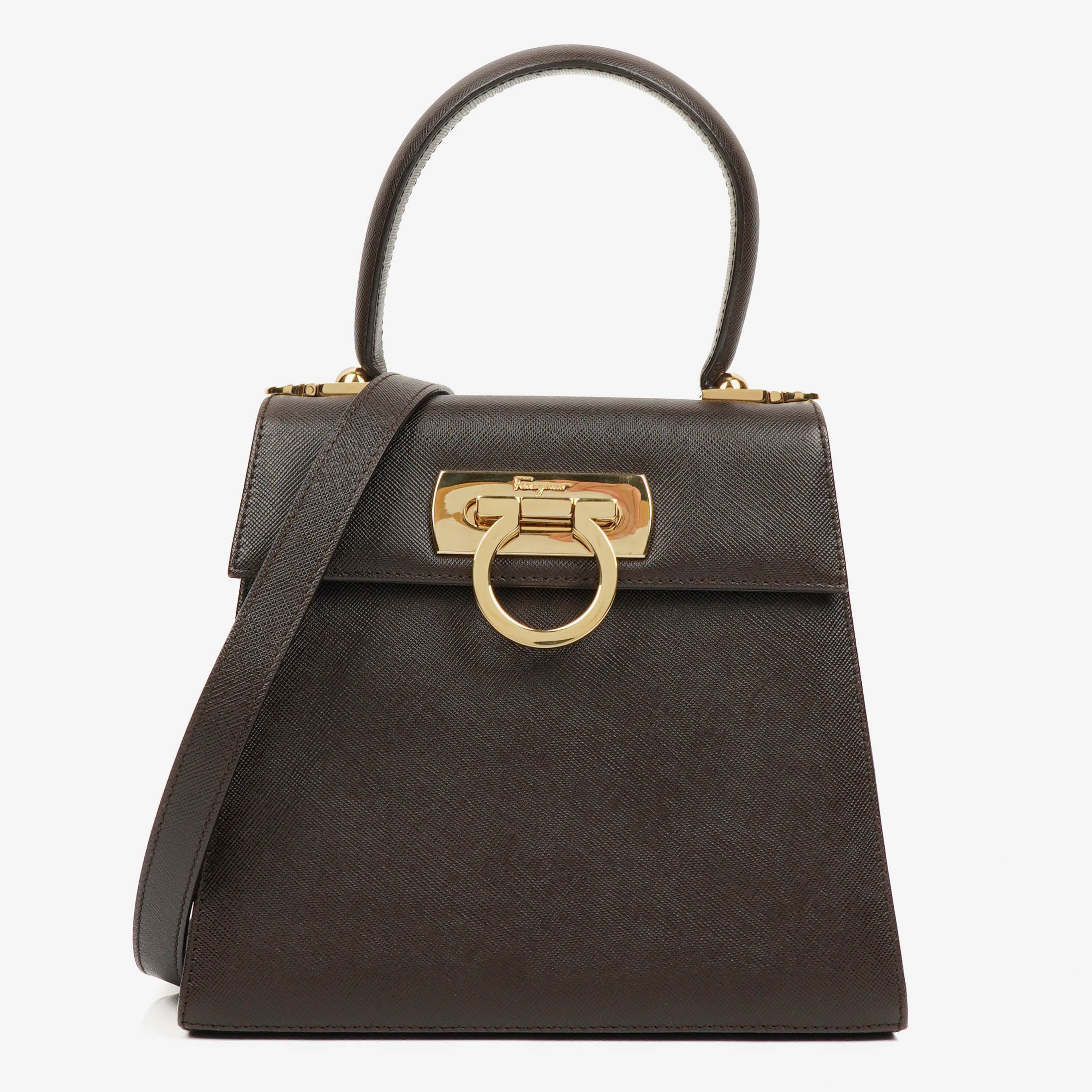 Salvatore Ferragamo Brown Iconic Top Handle Bag
