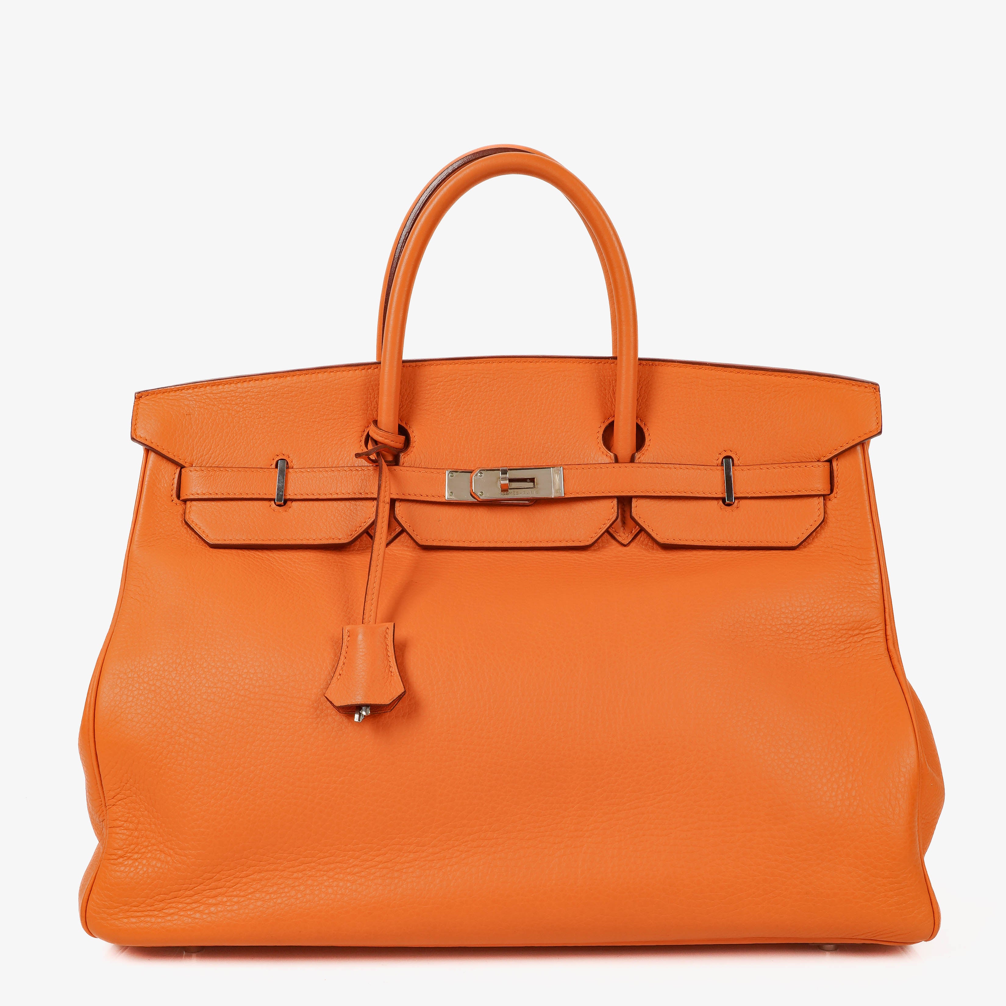 Hermès Birkin 40 In Orange Clemence With Palladium Hardware