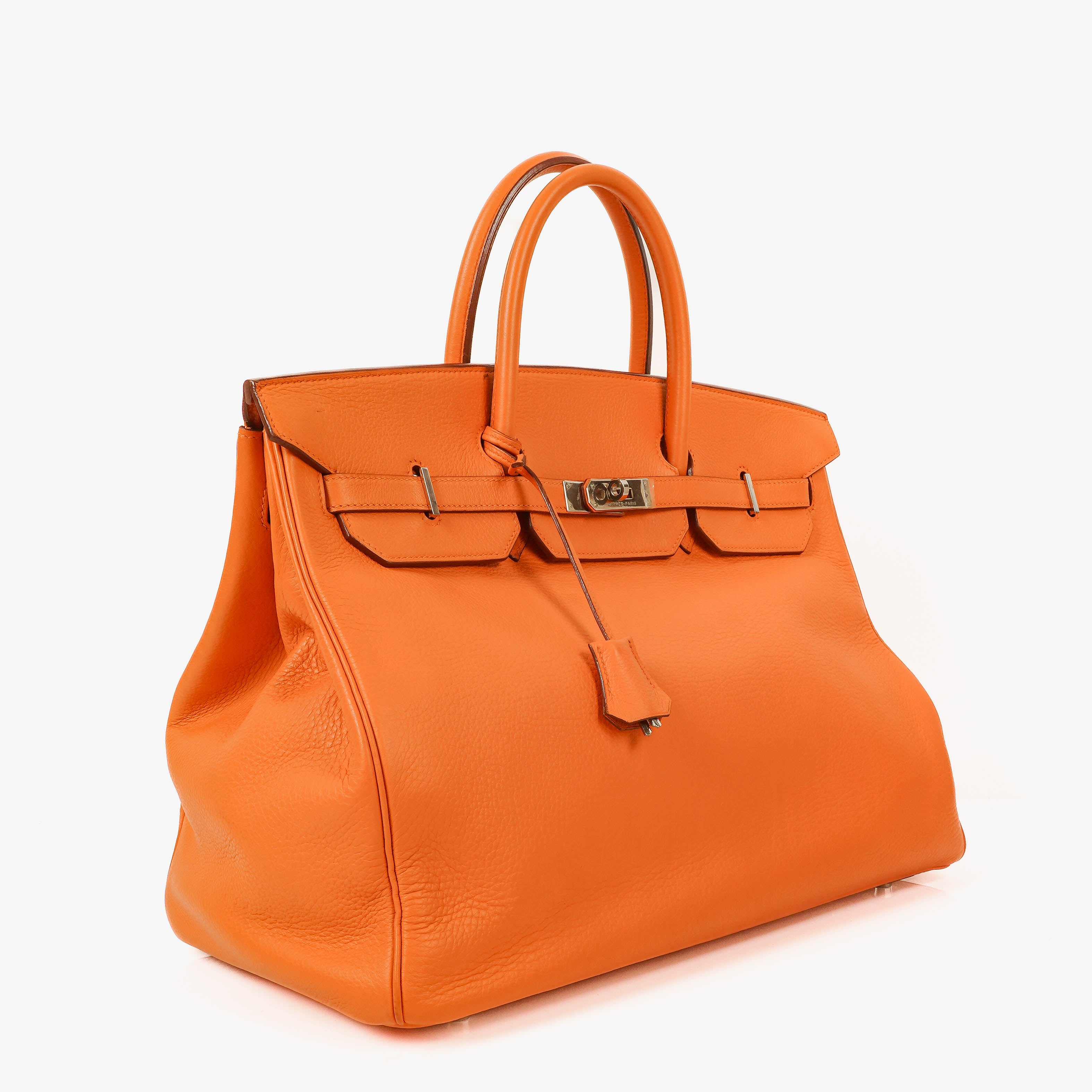 Hermès Birkin 40 In Orange Clemence With Palladium Hardware