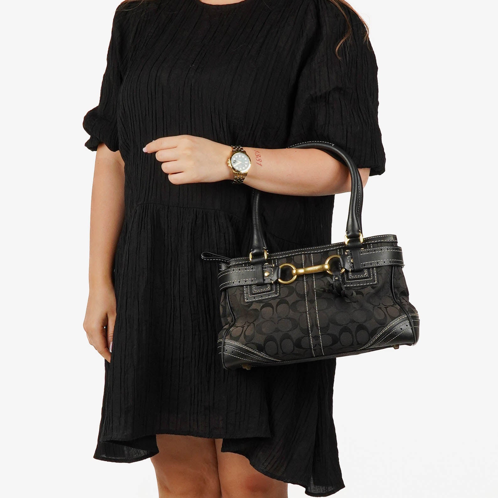 Coach Black Hamptons Signature Handbag