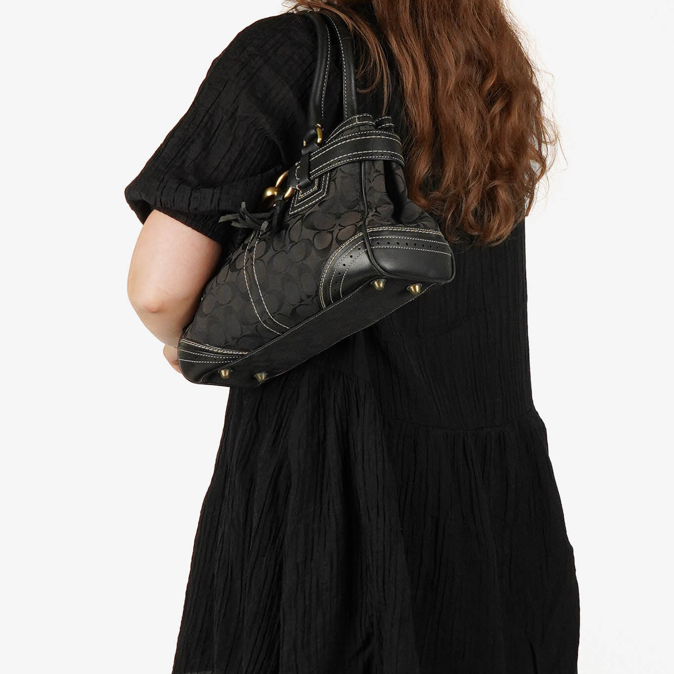 Coach Black Hamptons Signature Handbag