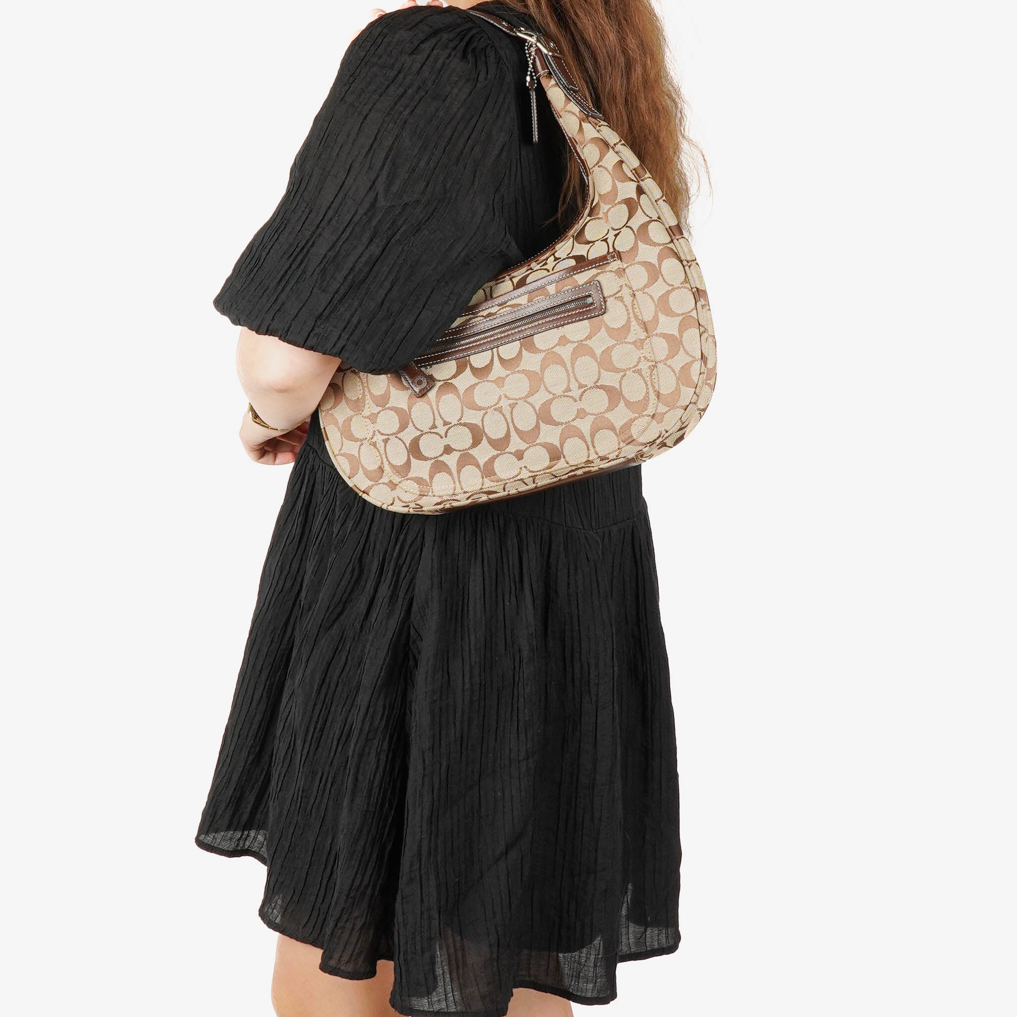 Coach Beige/Brown Signature Hobo Bag