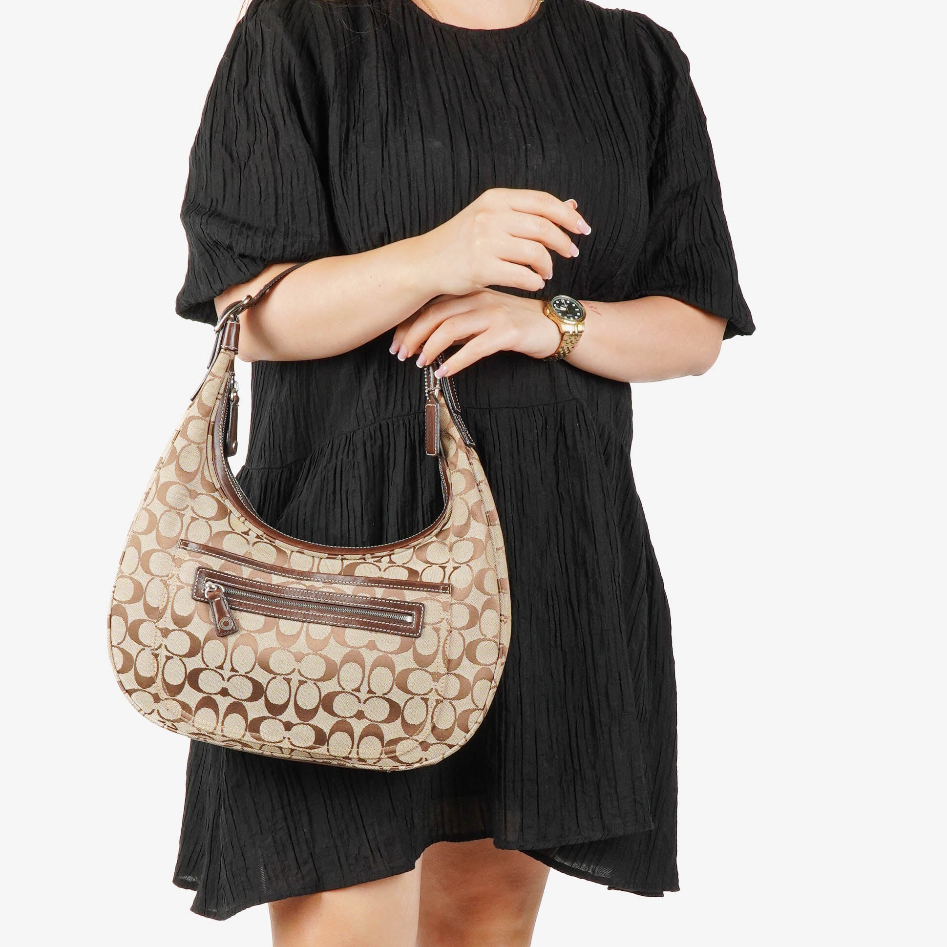 Coach Beige/Brown Signature Hobo Bag