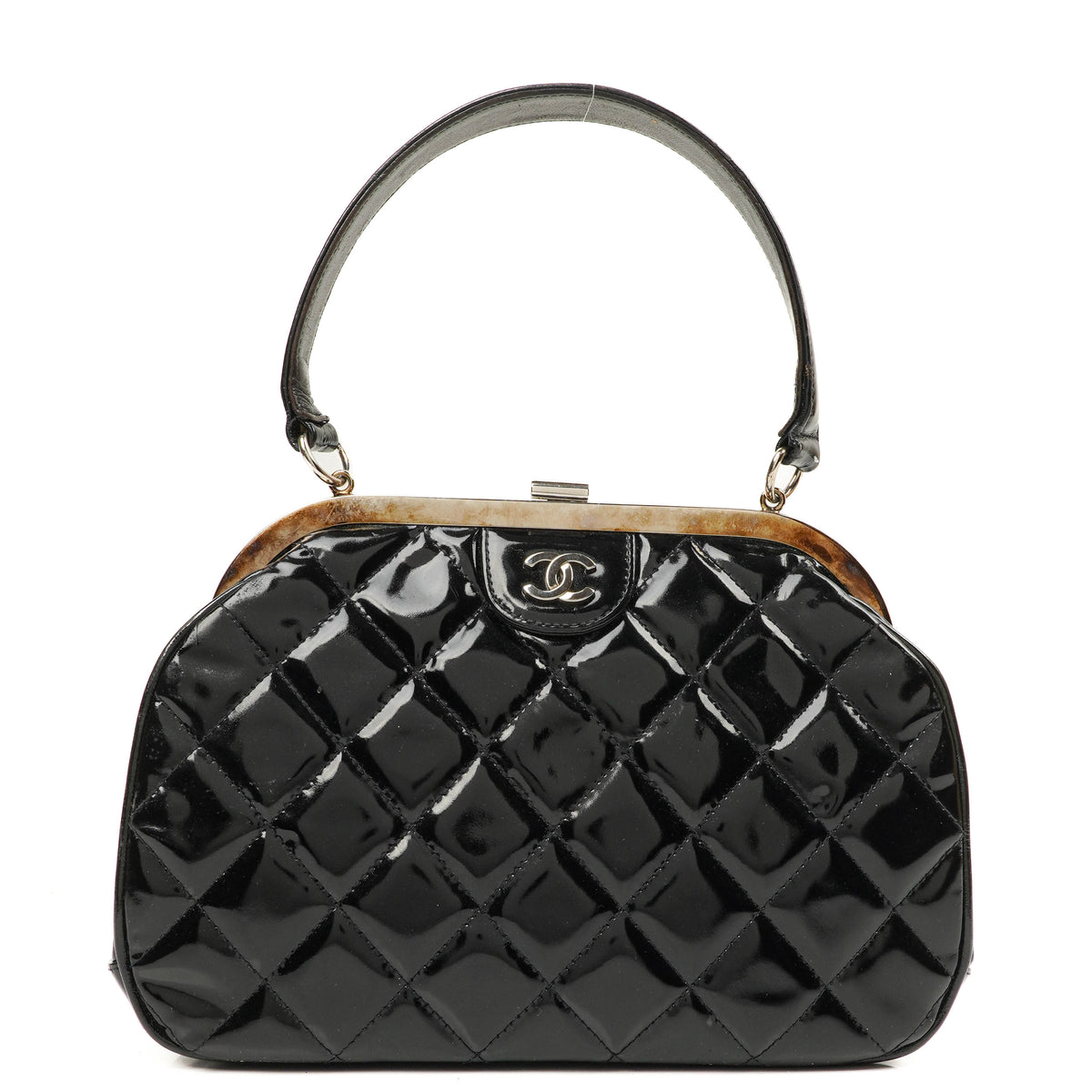 Chanel Vintage Top Handle Black Quilted Lambskin Kelly Style, 1996-1997