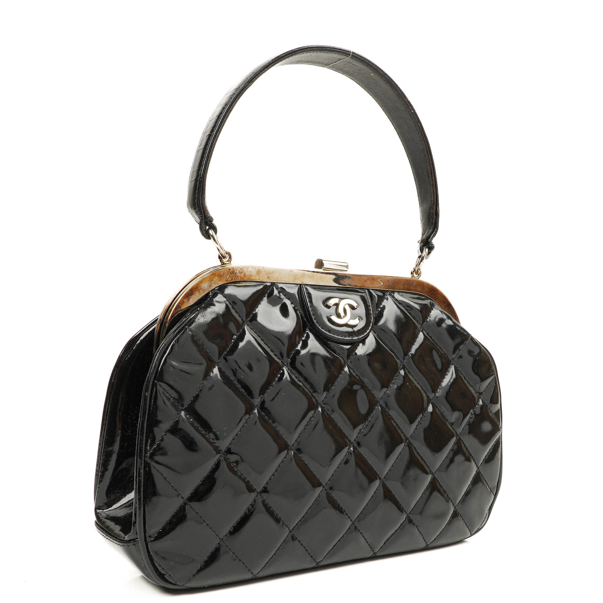 Chanel Vintage Top Handle Black Quilted Lambskin Kelly Style, 1996-1997