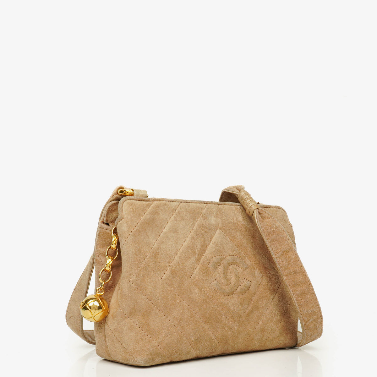 Chanel Suede Chevron Quilted Tassel Camera Bag