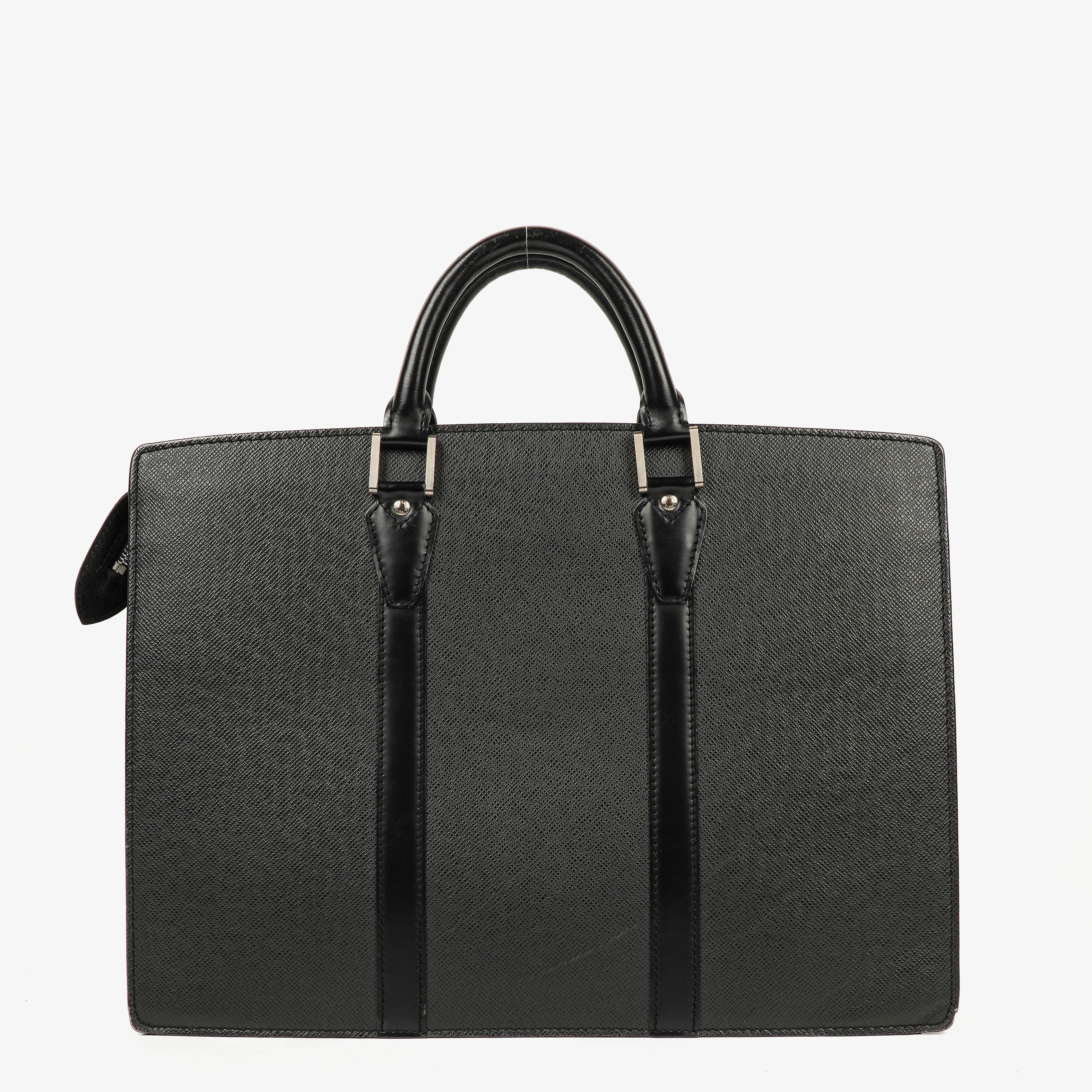 Louis Vuitton Lozan Black Taiga Leather Briefcase Bag