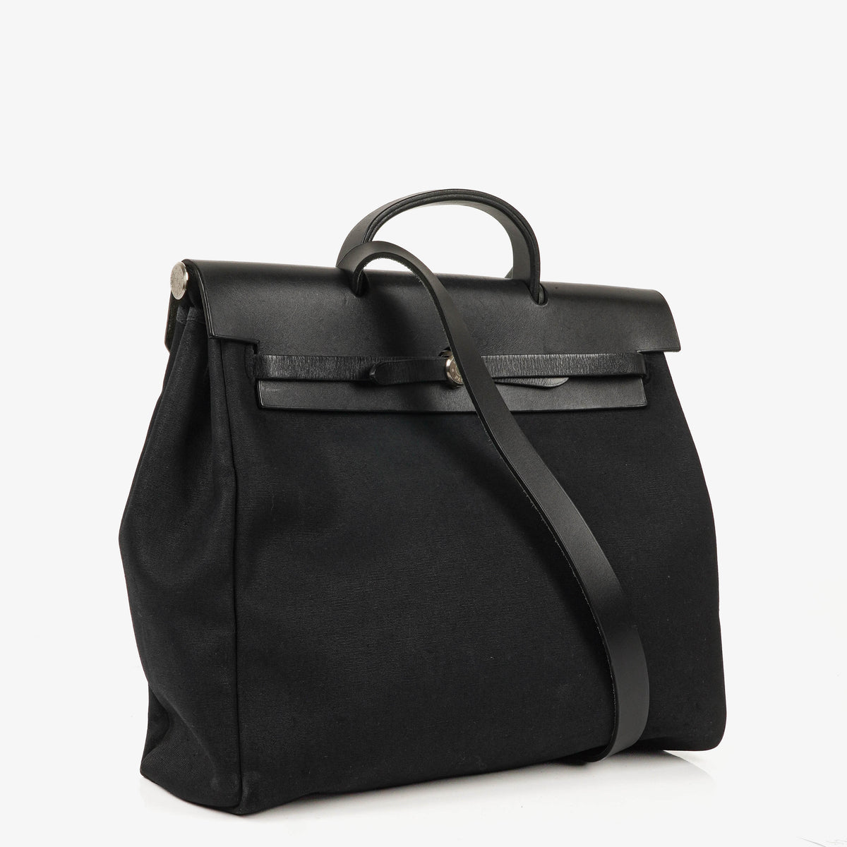 Hermes Herbag Noir Canvas Vache Hunter MM 2 In 1 Bag