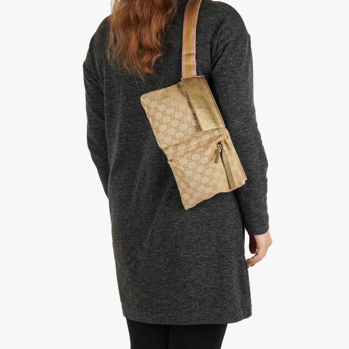Gucci GG Beige/Metalic Monogram Canvas Belt Bag