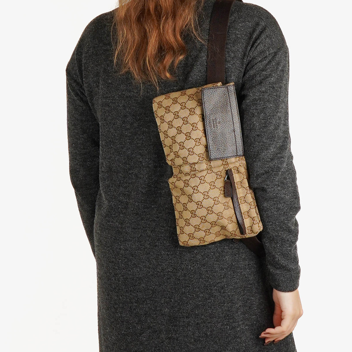 Gucci GG Beige/Brown Monogram Canvas Belt Bag