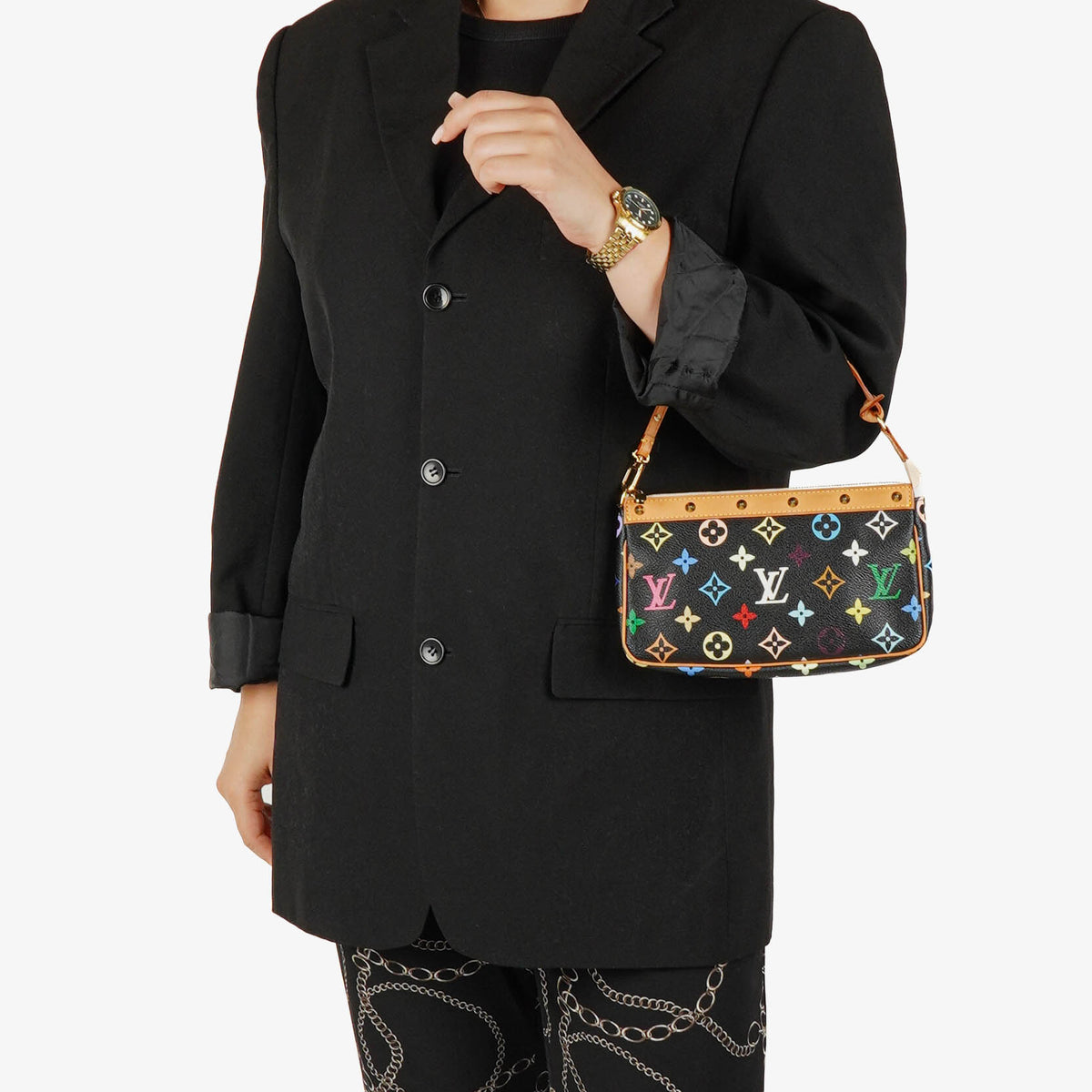 Louis Vuitton Takashi Murakami Pochette Accessoire Multicolor Clutch Handbag