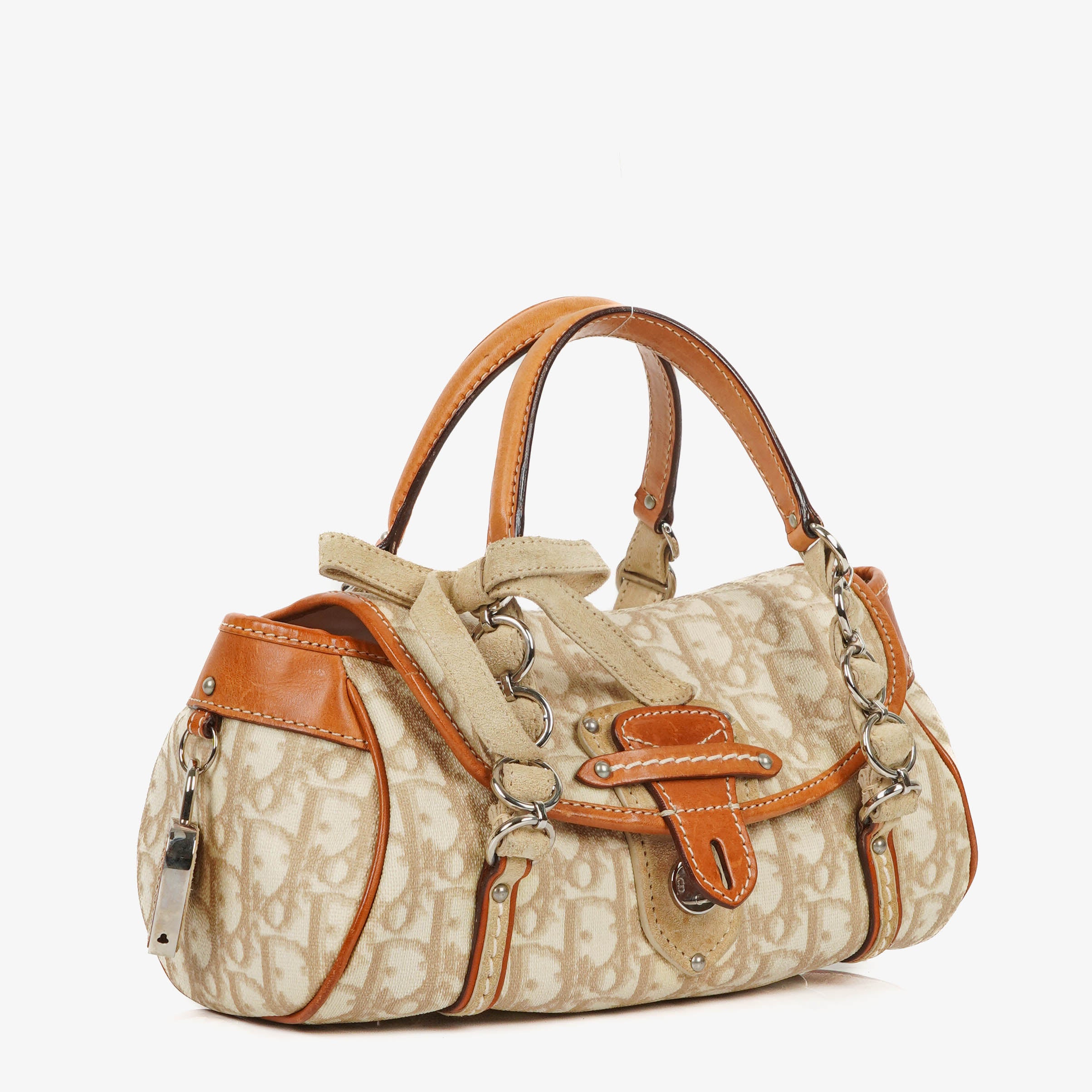 Christian Dior Tan beschichtete Romantique Trotter Monogramm Tasche