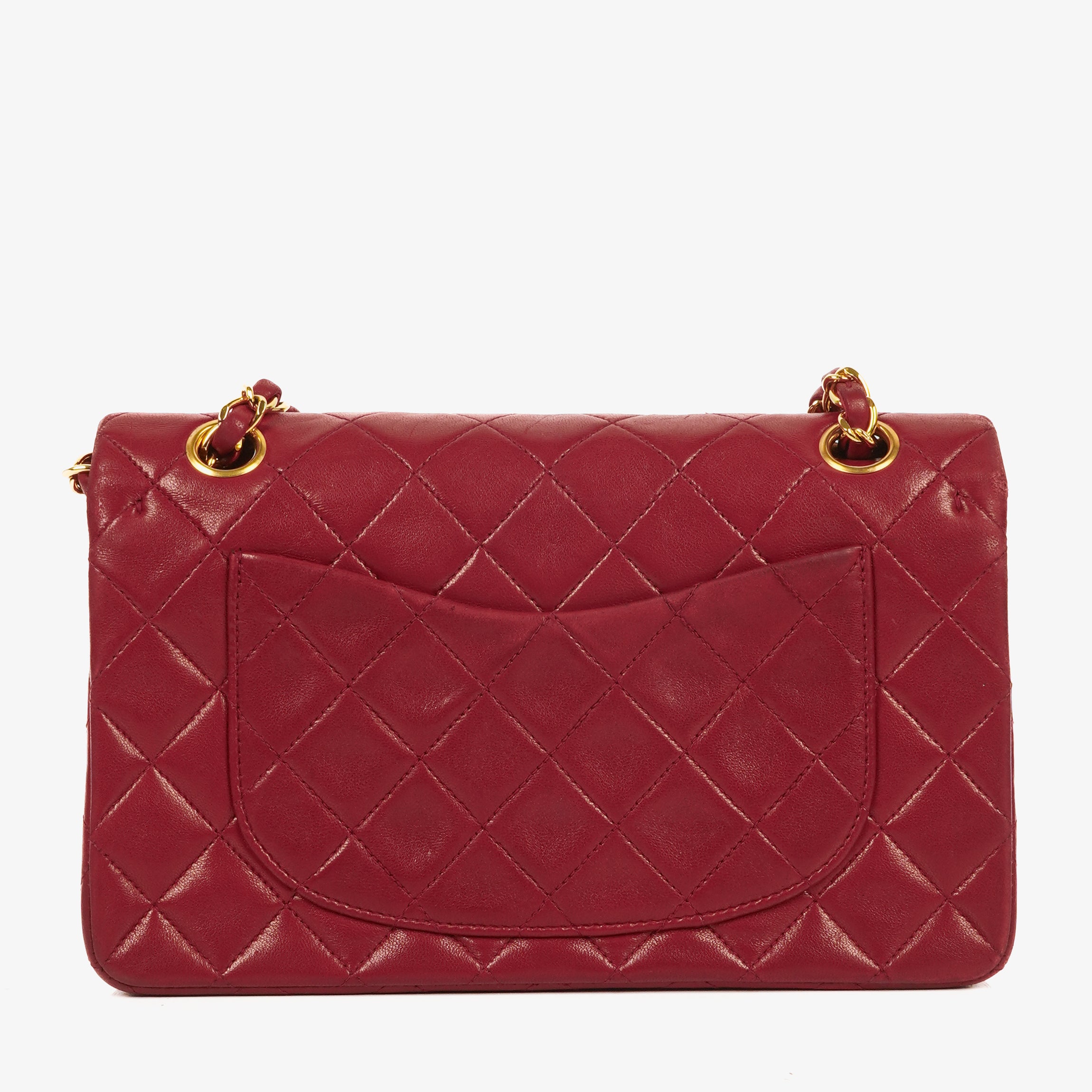 Chanel Small Classic Double Flap Bag Red Quilted Lambskin With 24K Gold-Plated Hardware