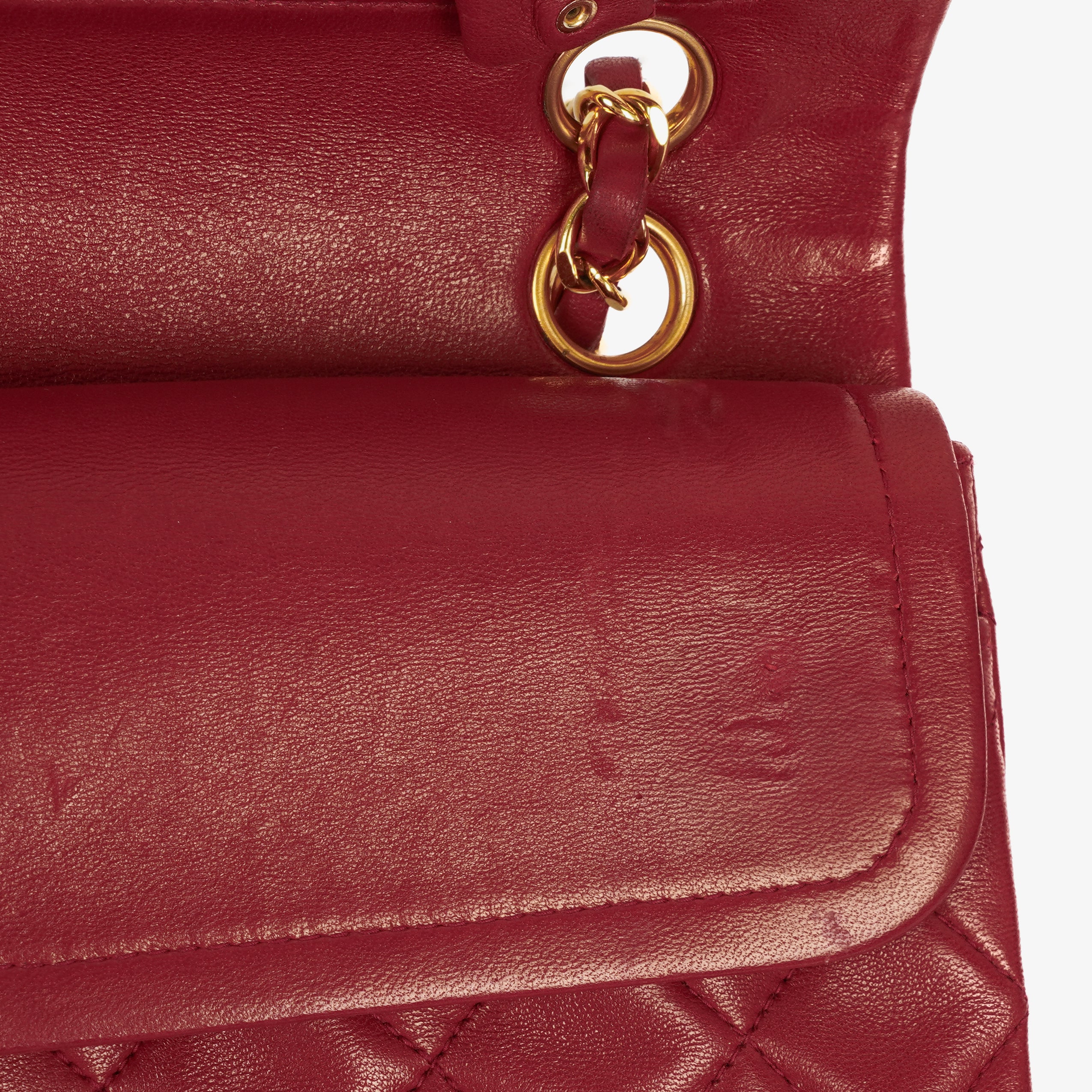Chanel Small Classic Double Flap Bag Red Quilted Lambskin With 24K Gold-Plated Hardware