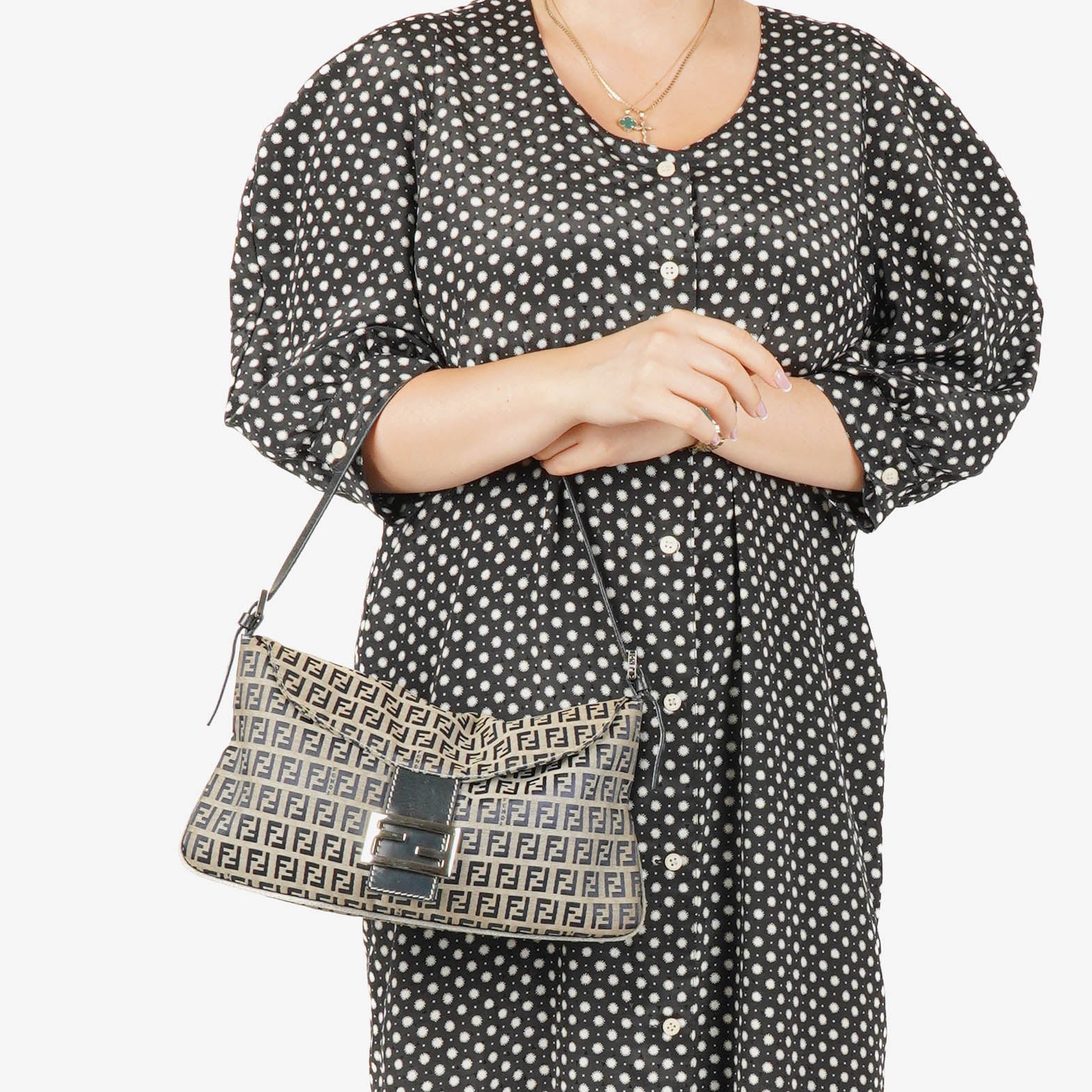 Fendi Zuccino Navy/Grey Handbag