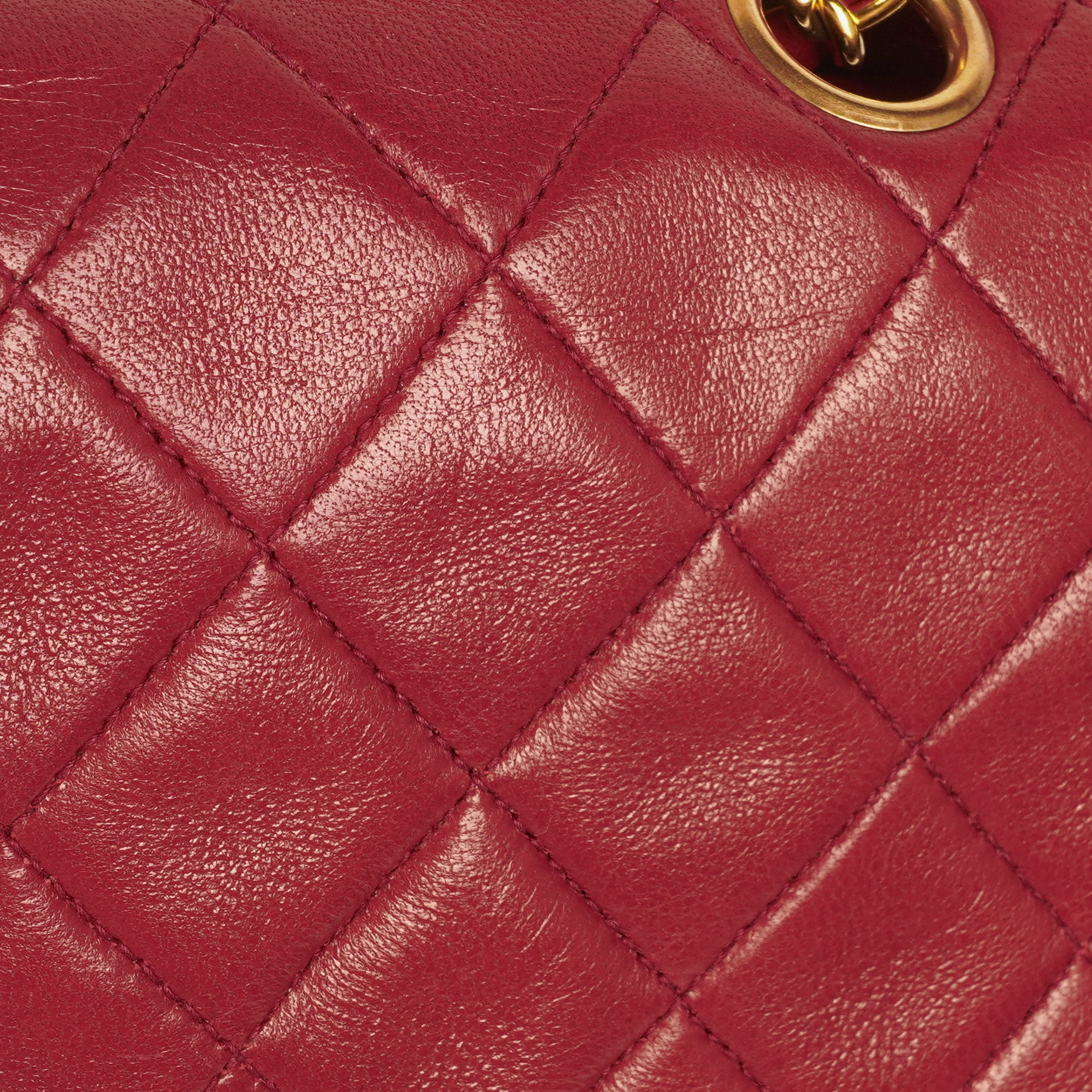 Chanel Small Classic Double Flap Bag Red Quilted Lambskin With 24K Gold-Plated Hardware