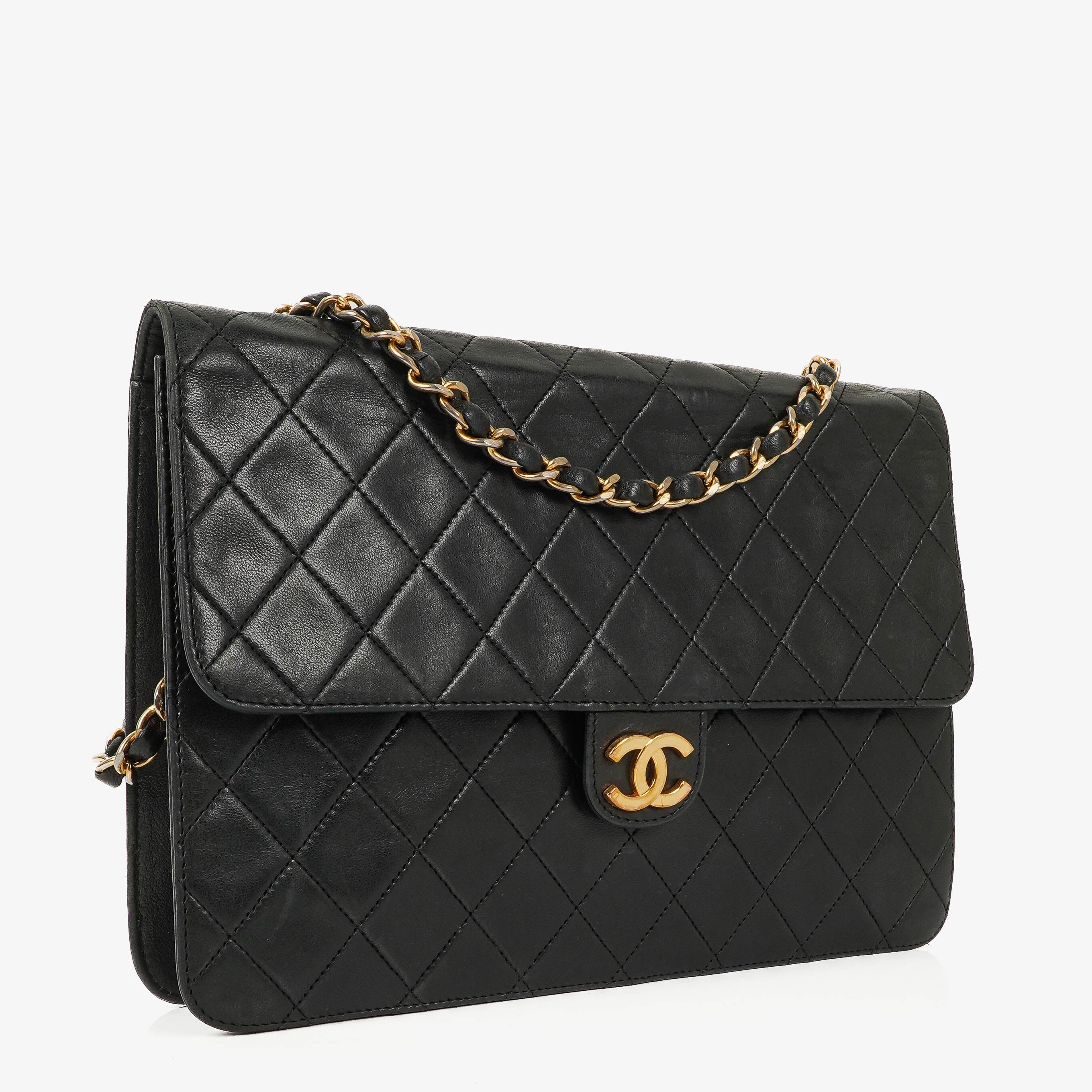 Chanel Medium Classic Single Flap Bag Black Quilted Lambskin With 24K Gold-Plated Hardware