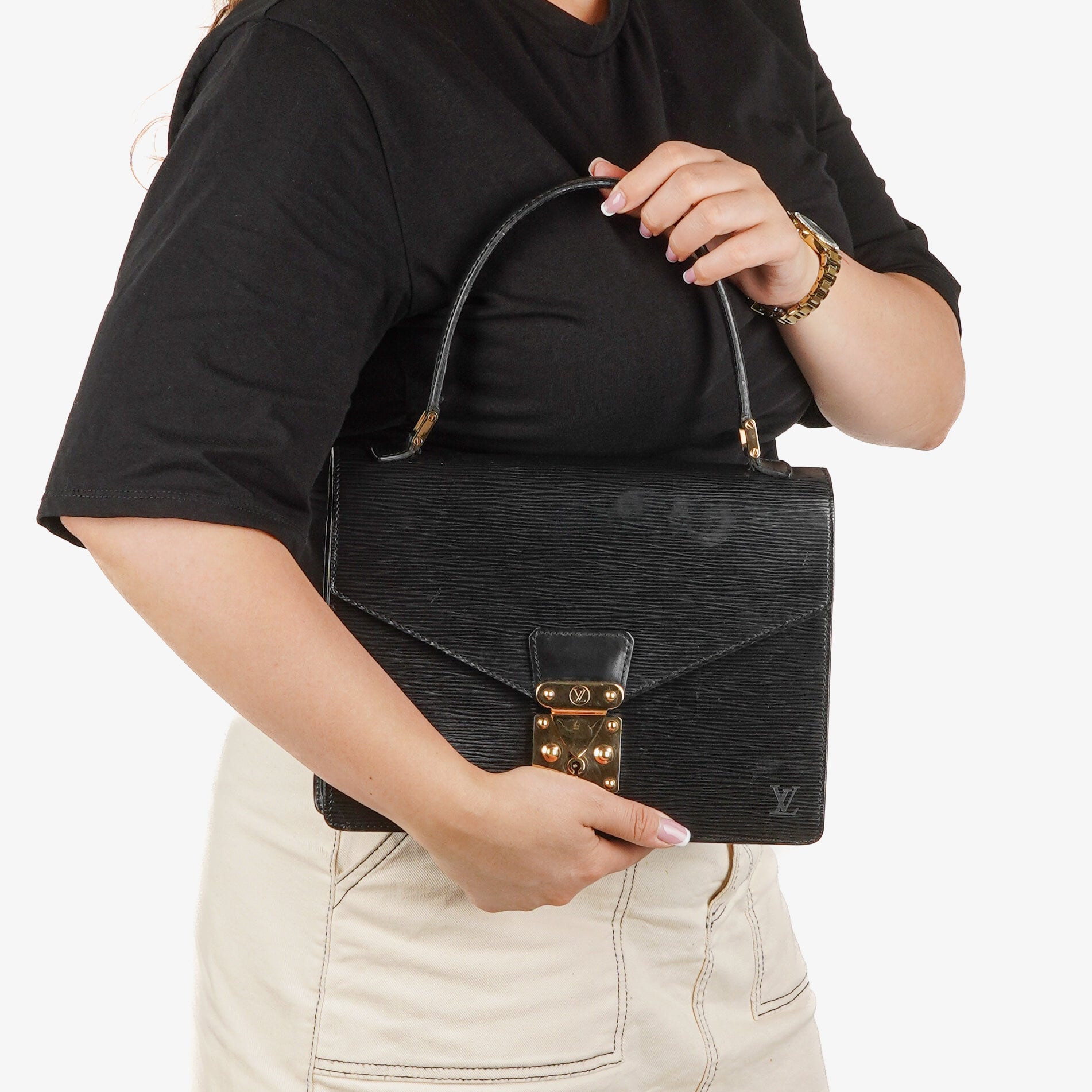 Louis Vuitton Concorde Black EPI Leather Bag