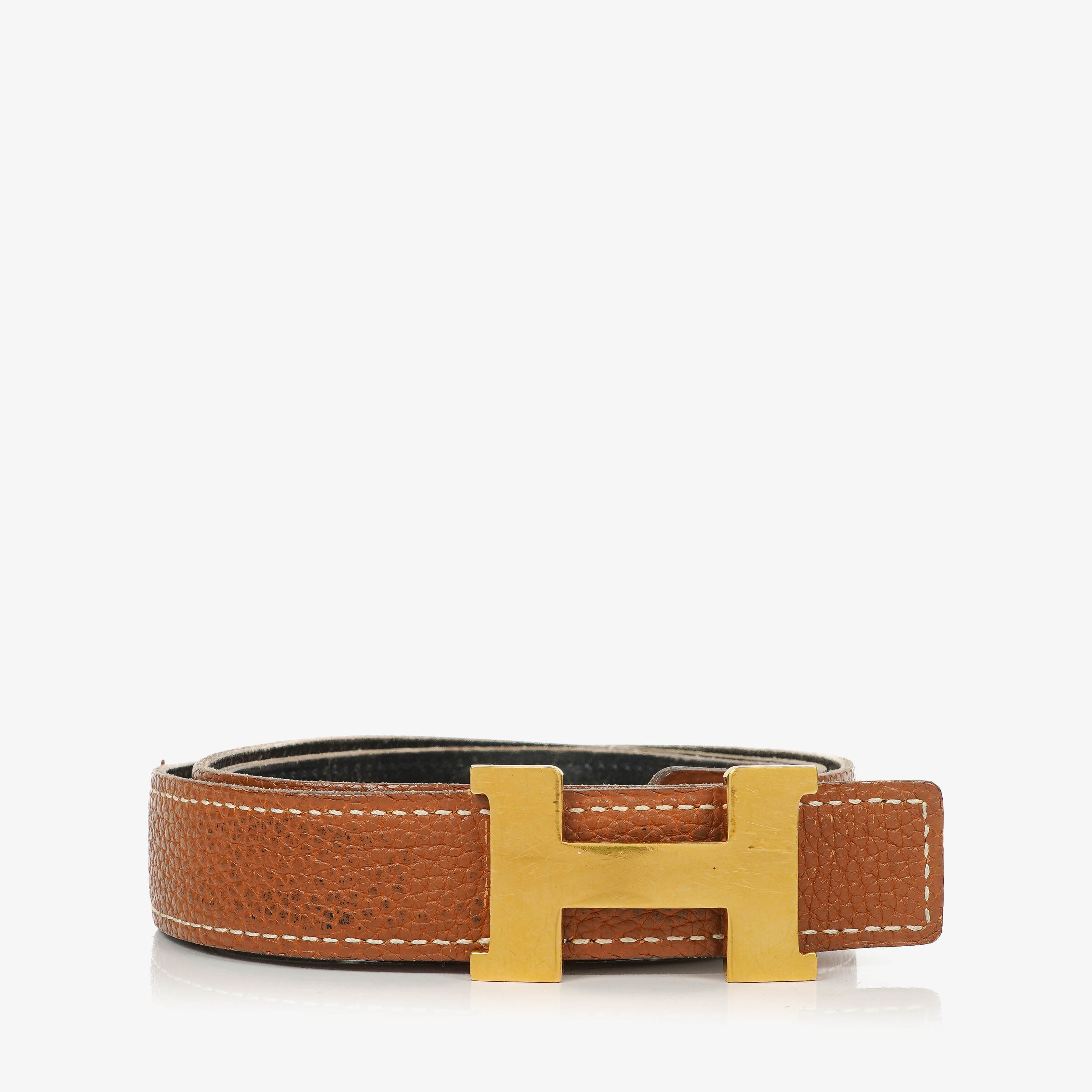 Cinturón Hermes Box Togo H 24mm negro y dorado