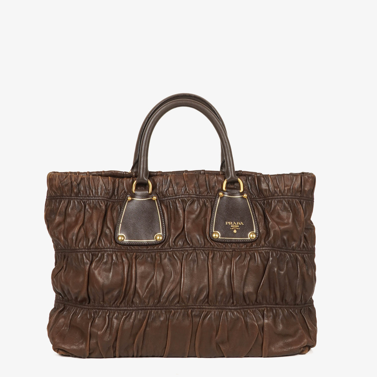 Prada Nappa Gaufre Brown Leather Tote Bag