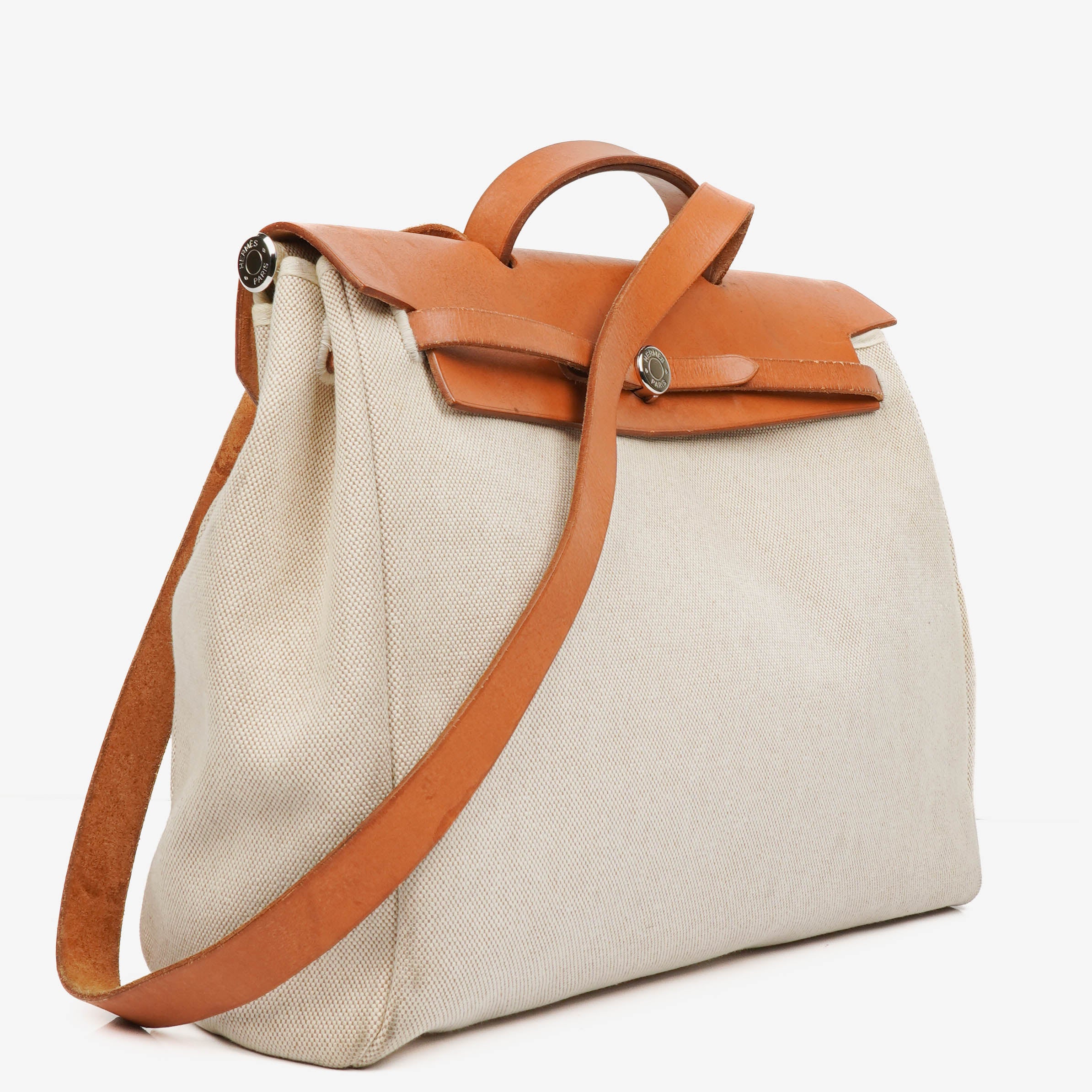 Hermes Herbag Natural Toile Vache Hunter MM 2 In 1 Bag
