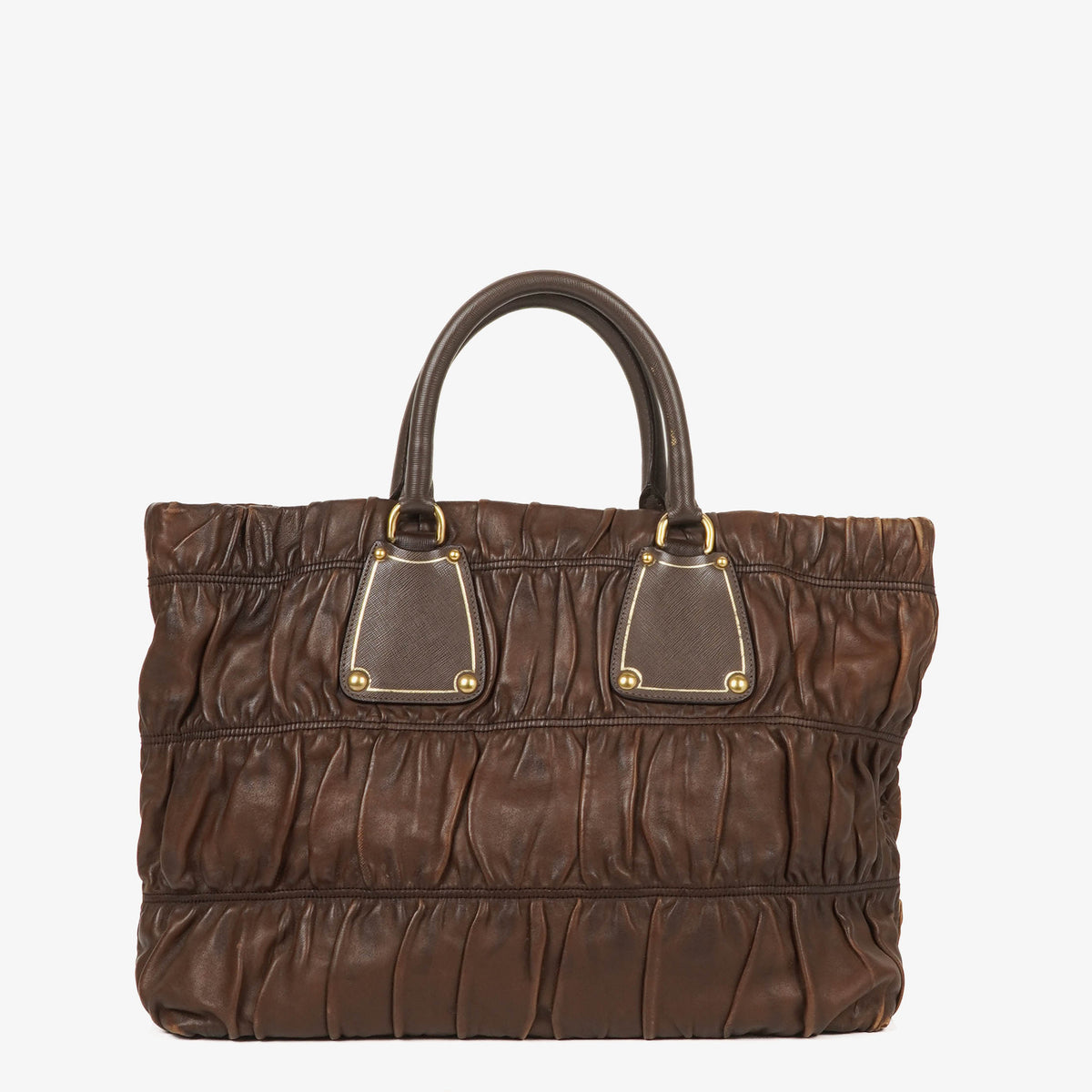 Prada Nappa Gaufre Brown Leather Tote Bag