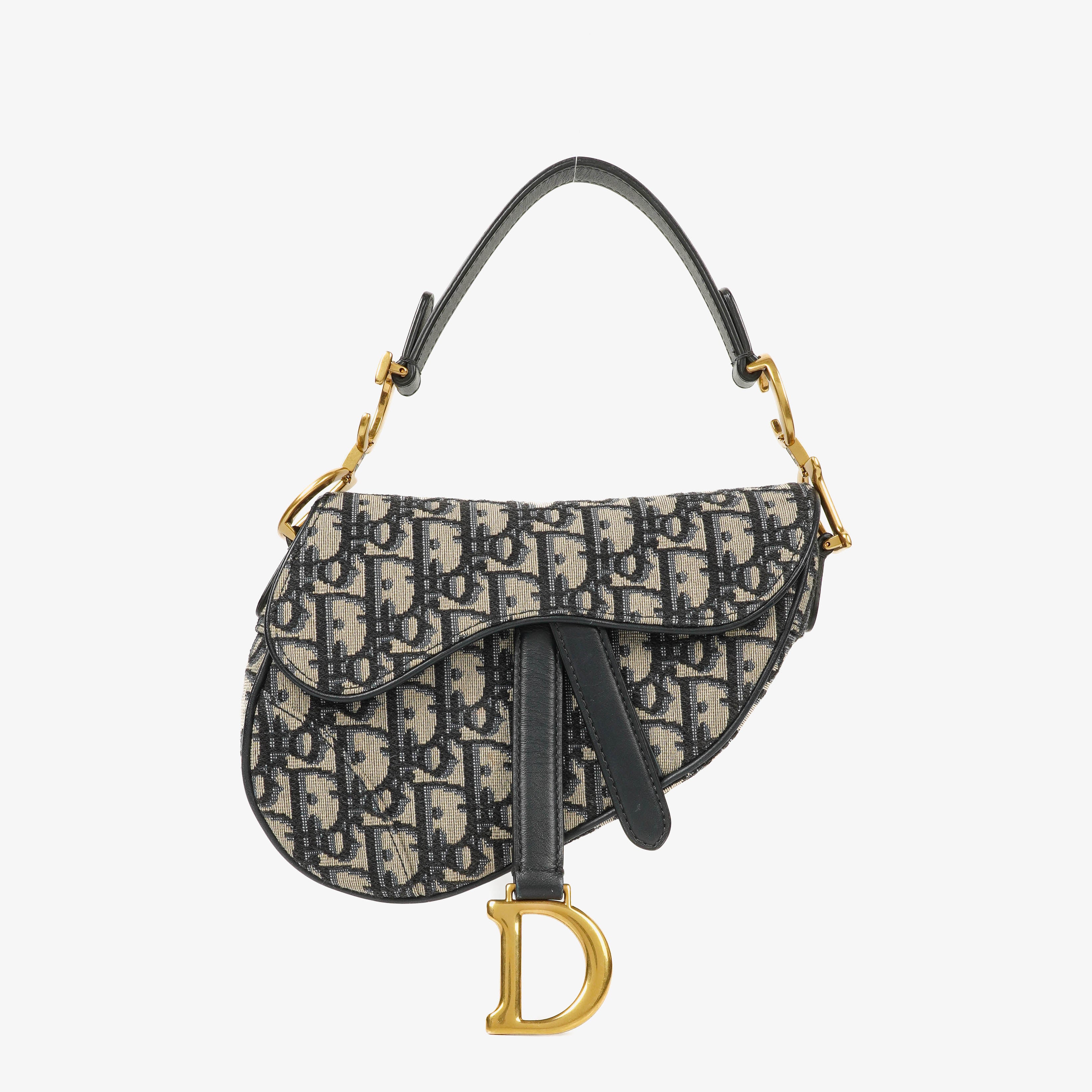 Christian Dior Small Blue Oblique Trotter Saddle Bag