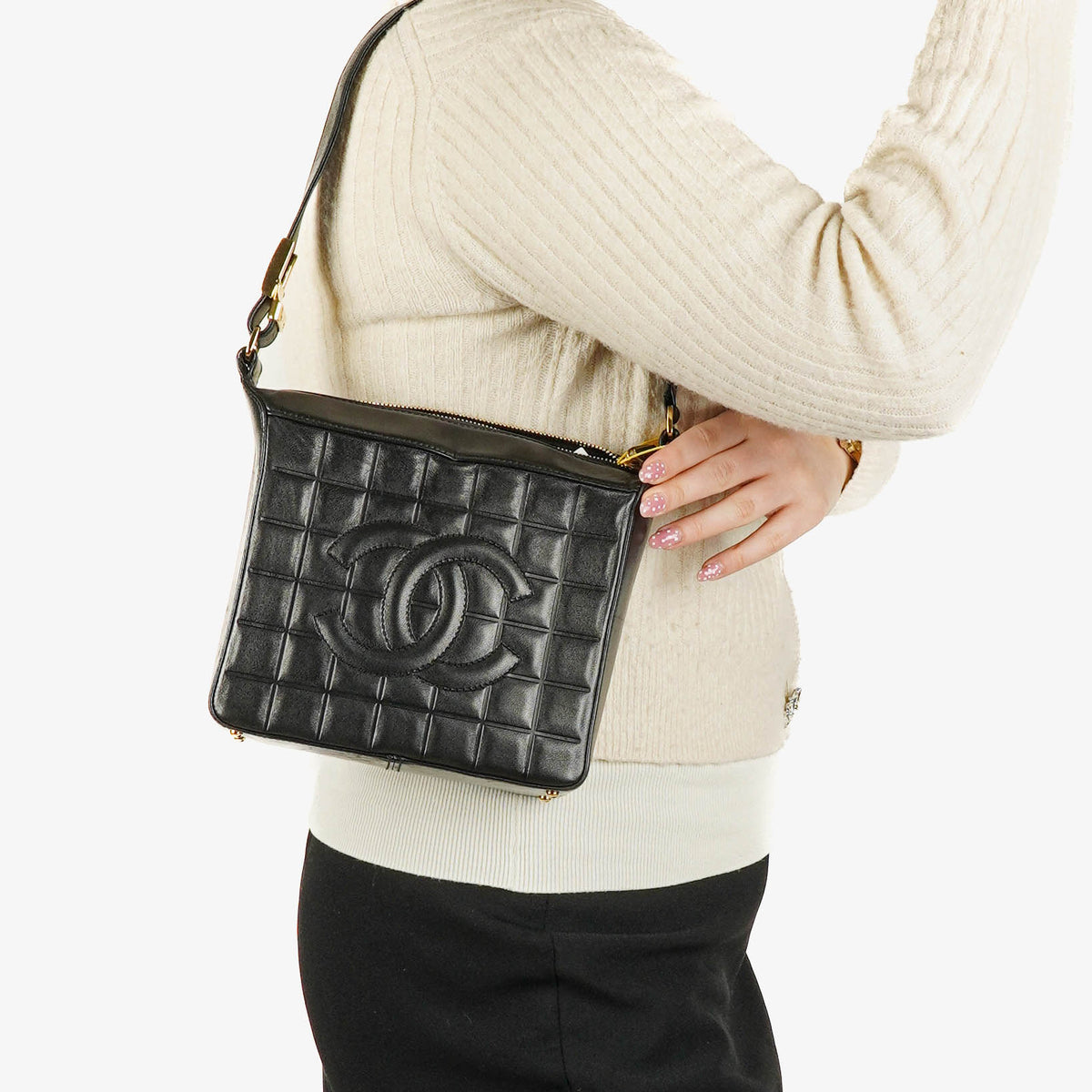 Chanel Lambskin Black Chocolate Bar Shoulder Bag