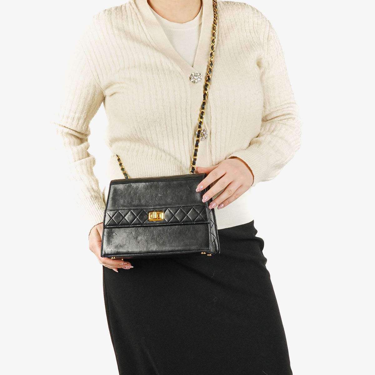 Chanel Black Quilted Lambskin Vintage Mini Trapeze Classic Single Flap Bag
