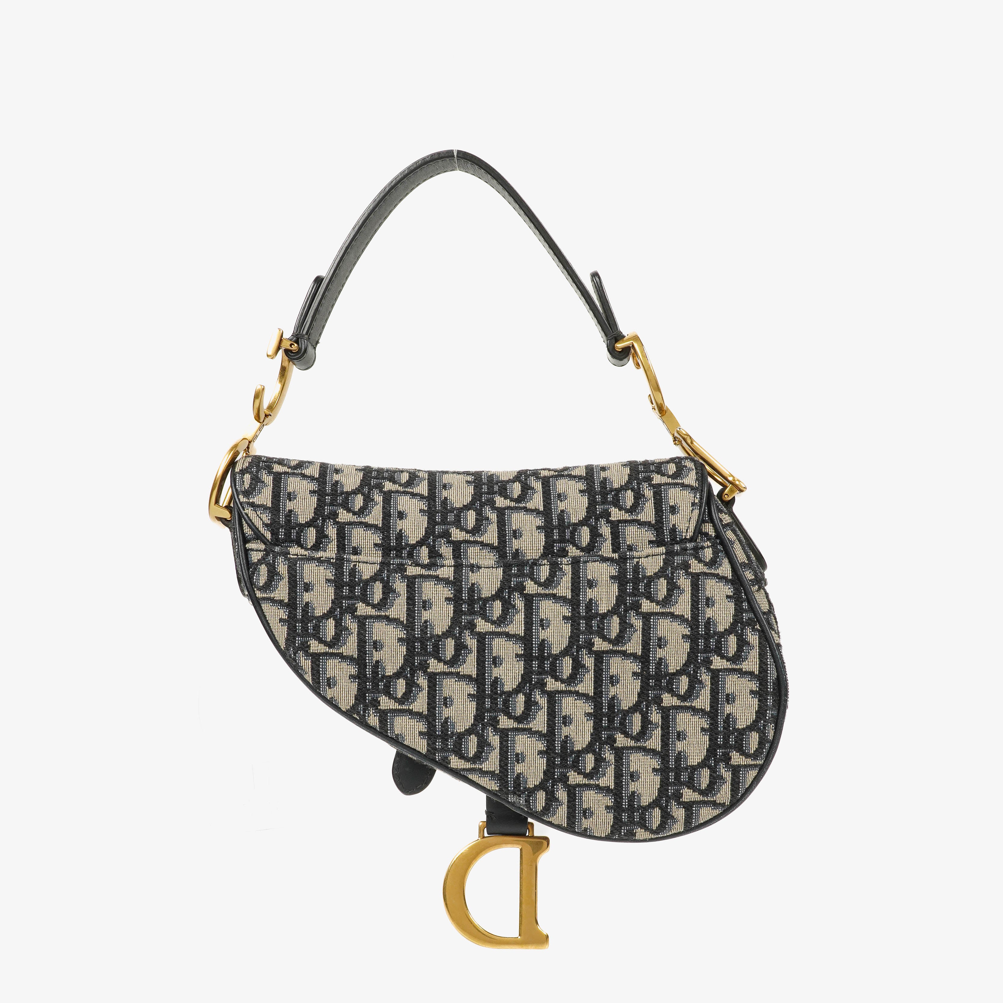 Christian Dior Small Blue Oblique Trotter Saddle Bag