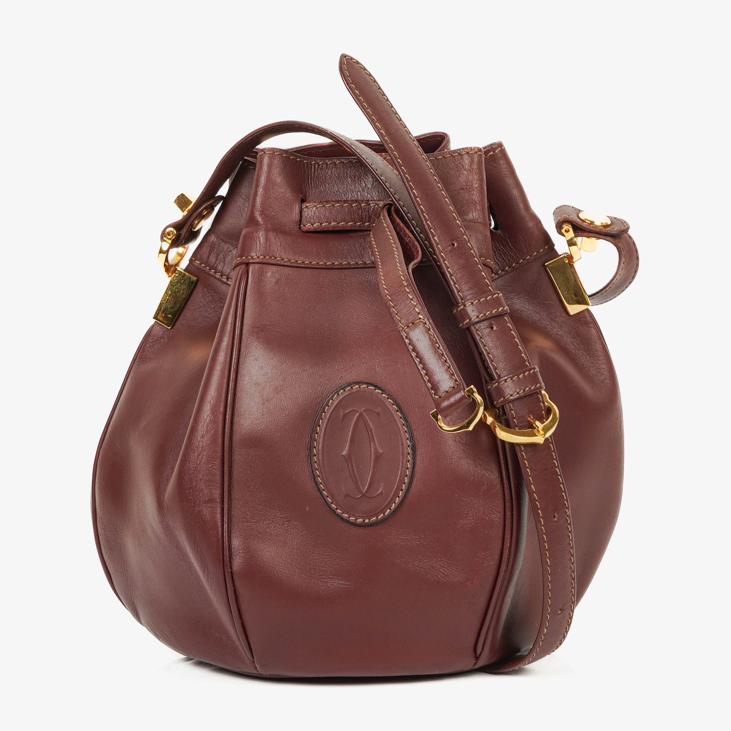 Cartier Must De Cartier Burgunderrote Ledertasche