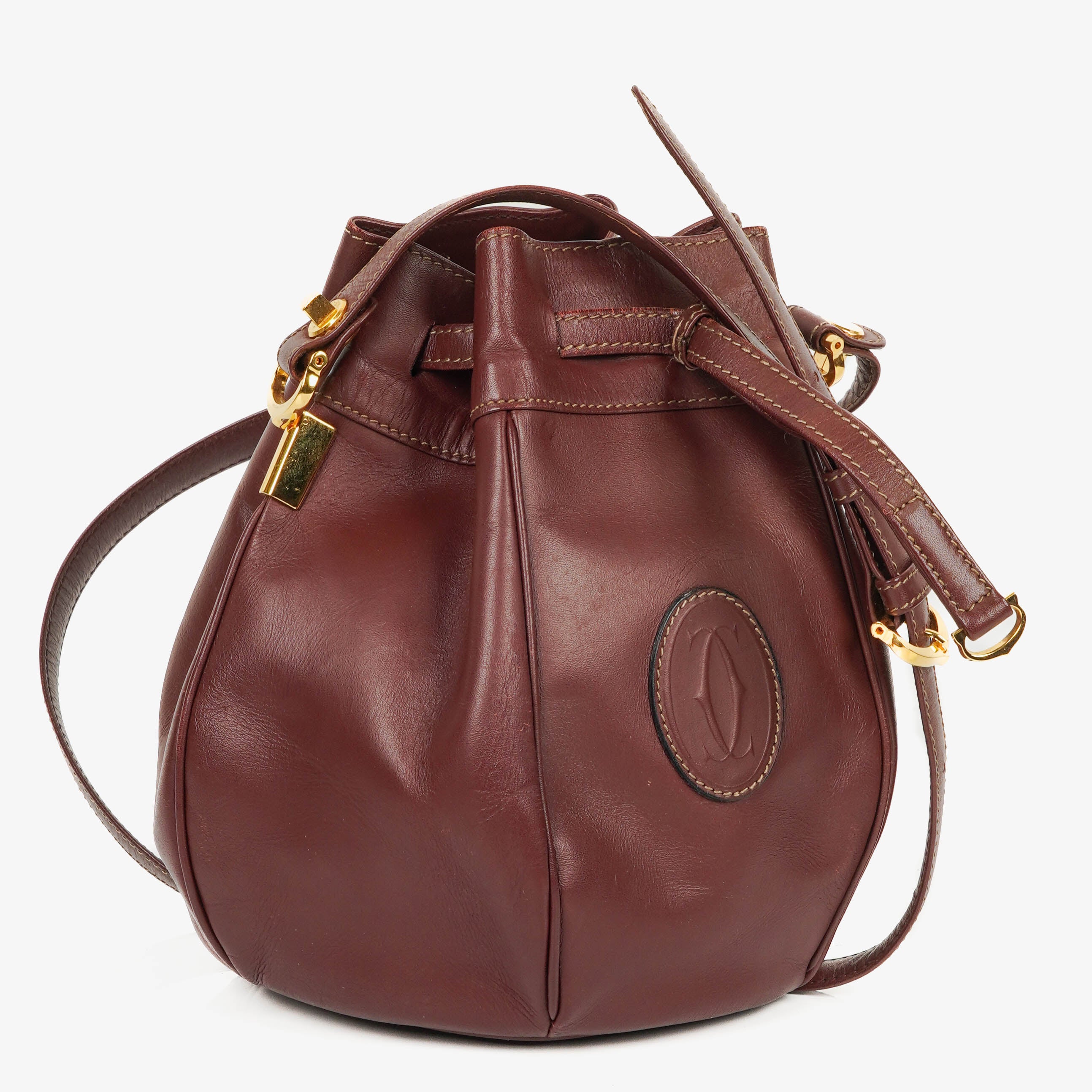 Cartier Must De Cartier Burgunderrote Ledertasche