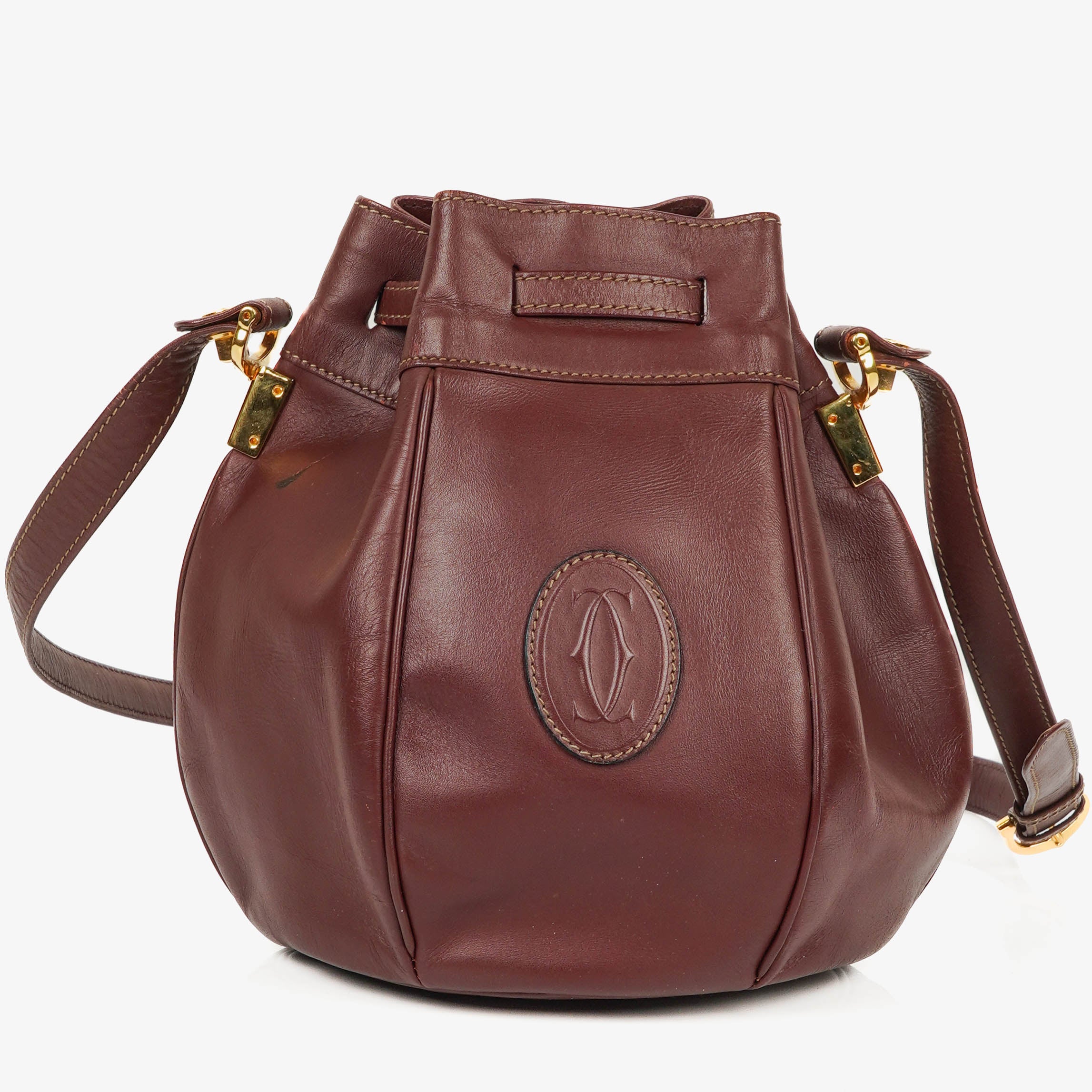 Cartier Must De Cartier Burgunderrote Ledertasche