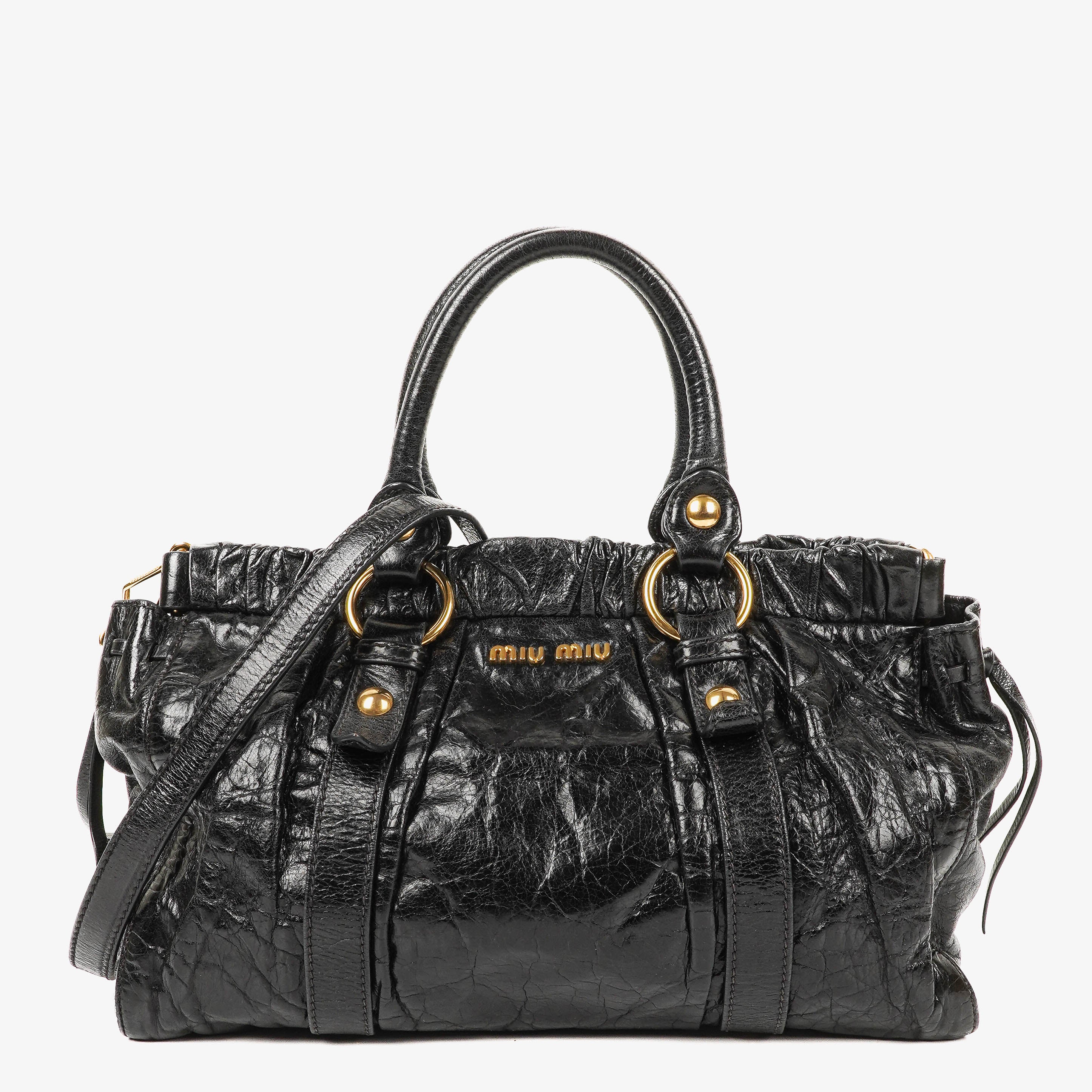 Miu Miu Vitello Black Satchel Bag