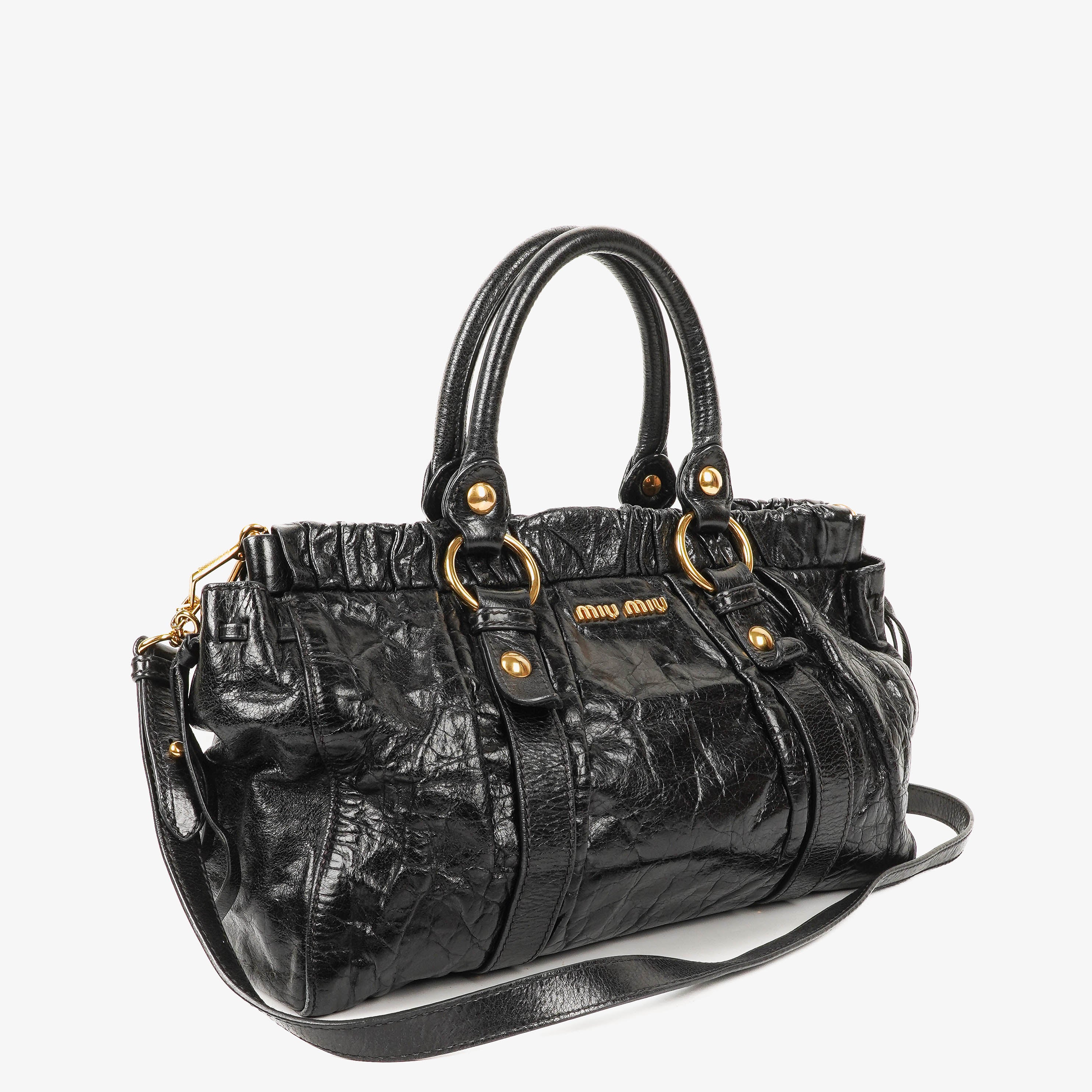 Miu Miu Vitello Black Satchel Bag