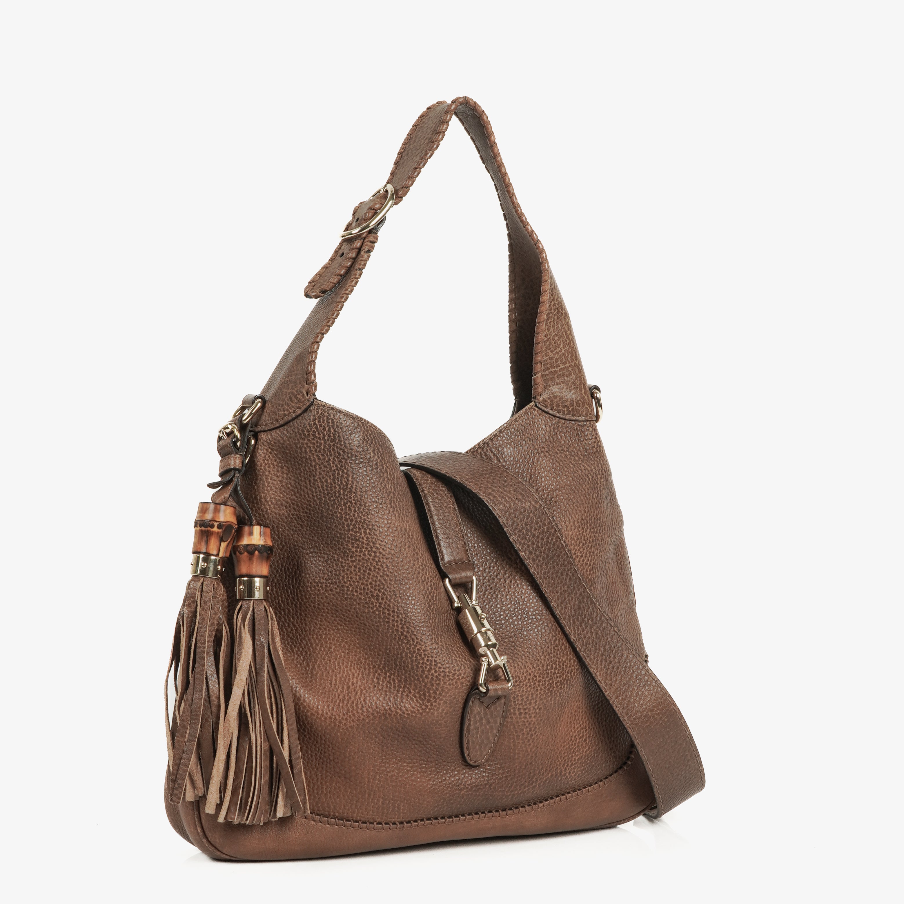 Gucci Jackie Leather Bamboo Tassel Hobo Bag