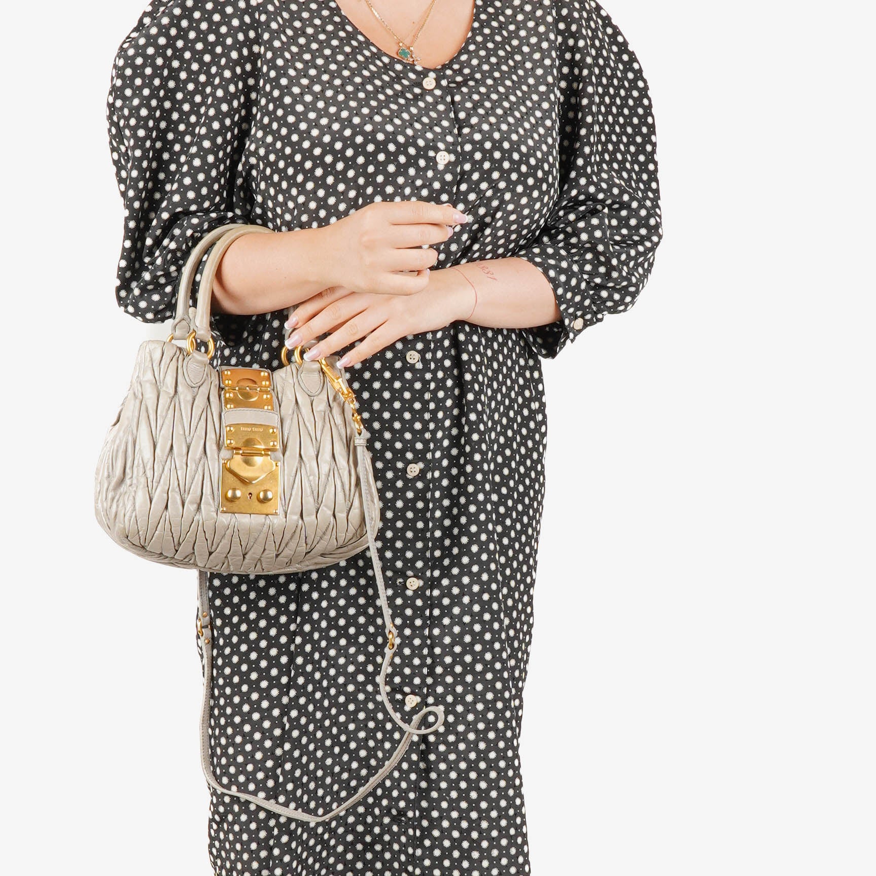 Miu Miu Mint Matelasse Leather Tote Bag