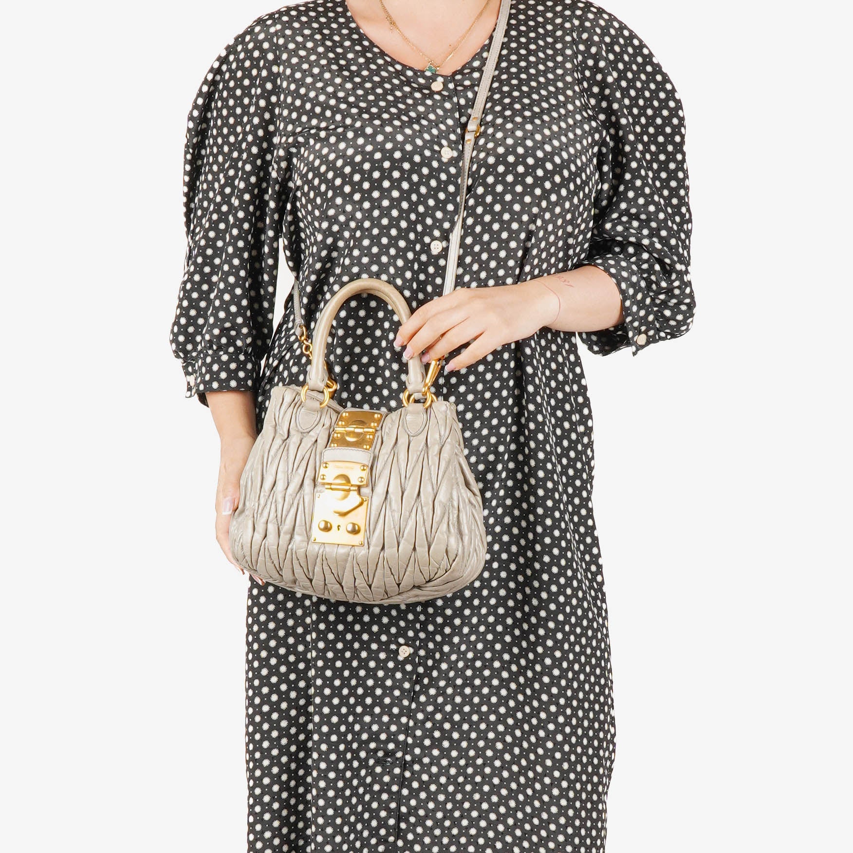 Miu Miu Mint Matelasse Leather Tote Bag