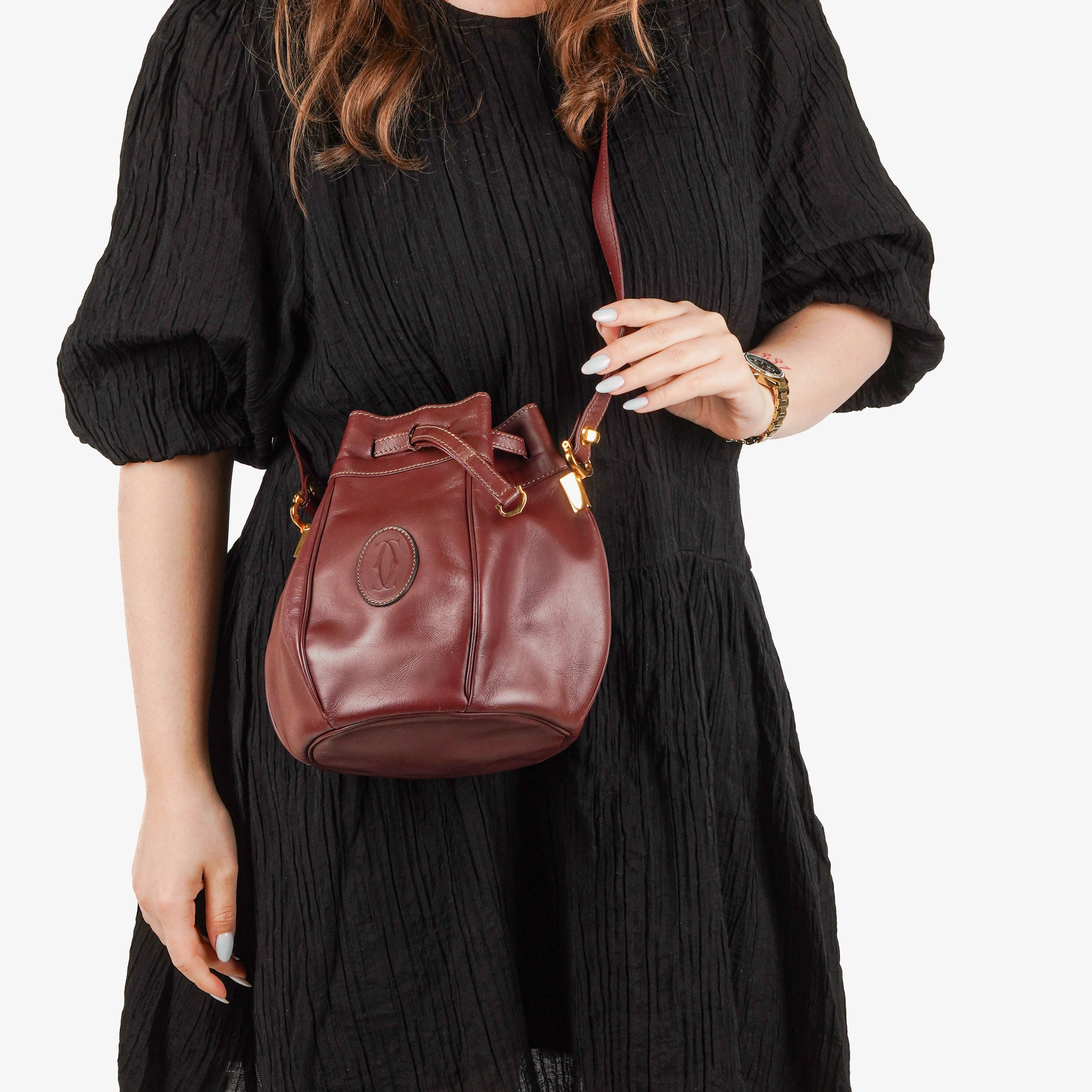 Cartier Must De Cartier Burgunderrote Ledertasche