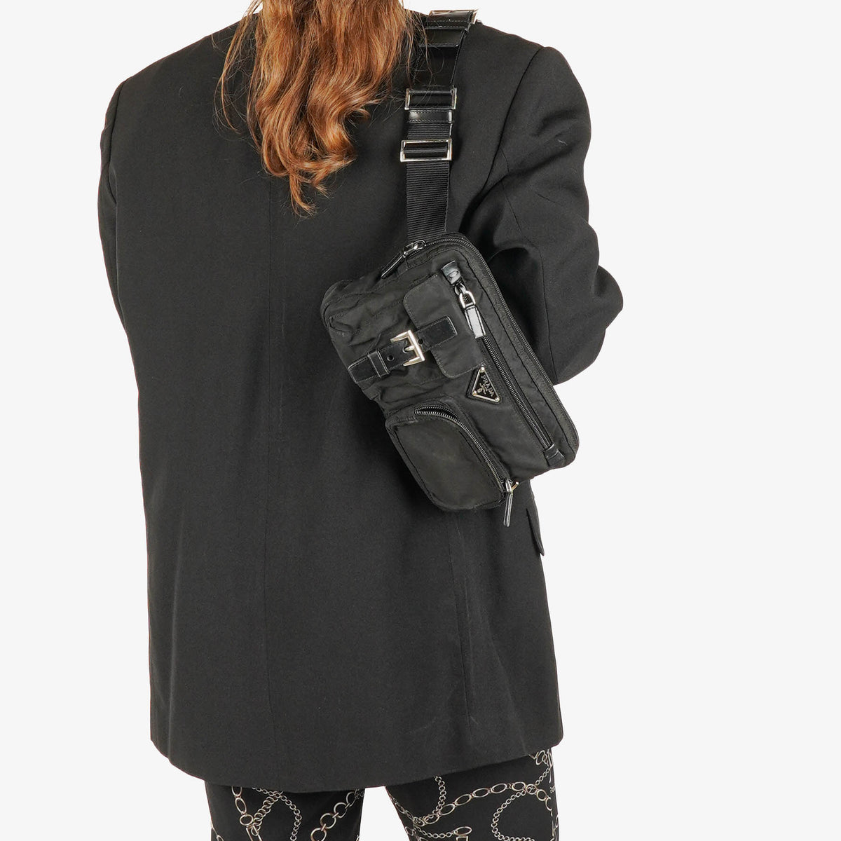 Prada Black Tessuto Nylon Belt Bag