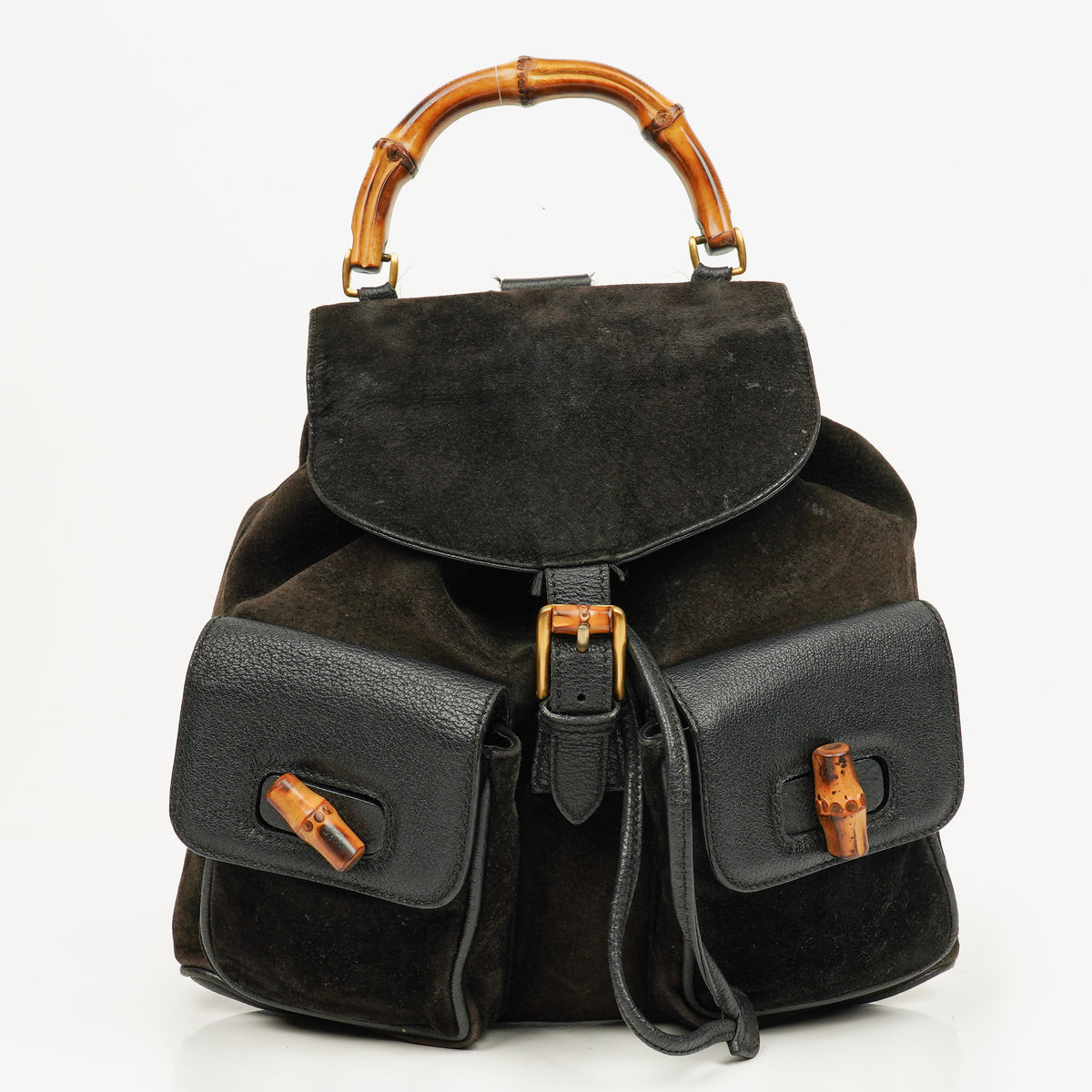 Gucci Vintage Suede and Bamboo Backpack