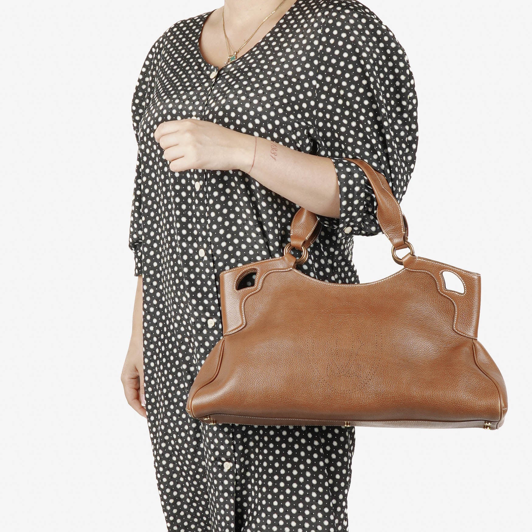 Cartier Marcello de Cartier Brown Leather Handle Bag