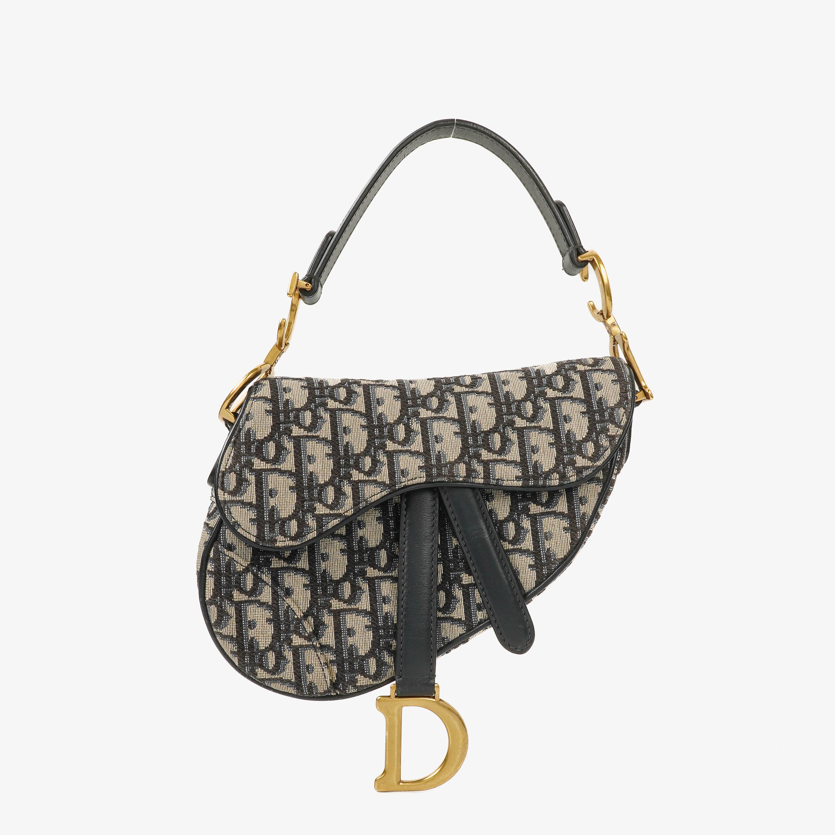 Christian Dior Small Blue Oblique Trotter Saddle Bag