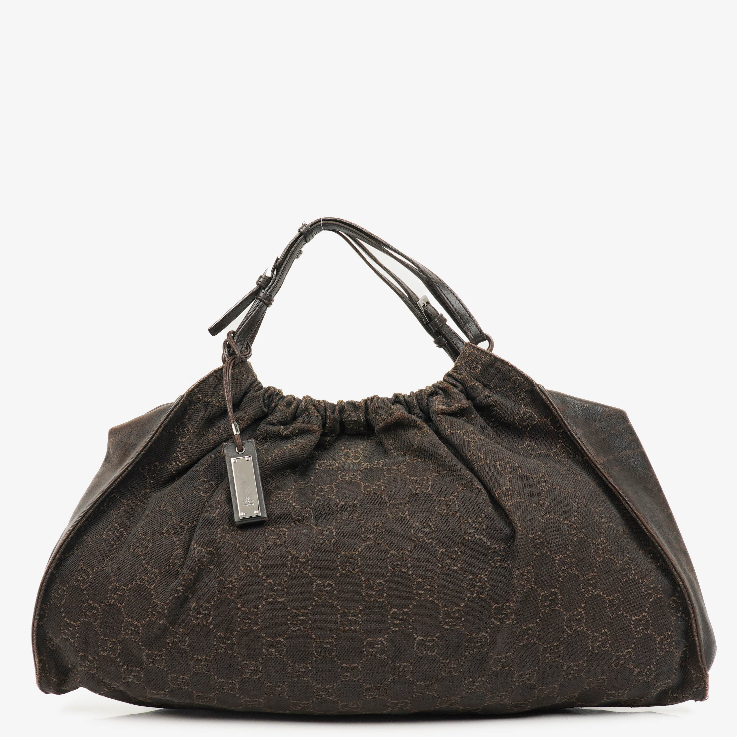Gucci Brown Monogram Canvas and Leather Handbag
