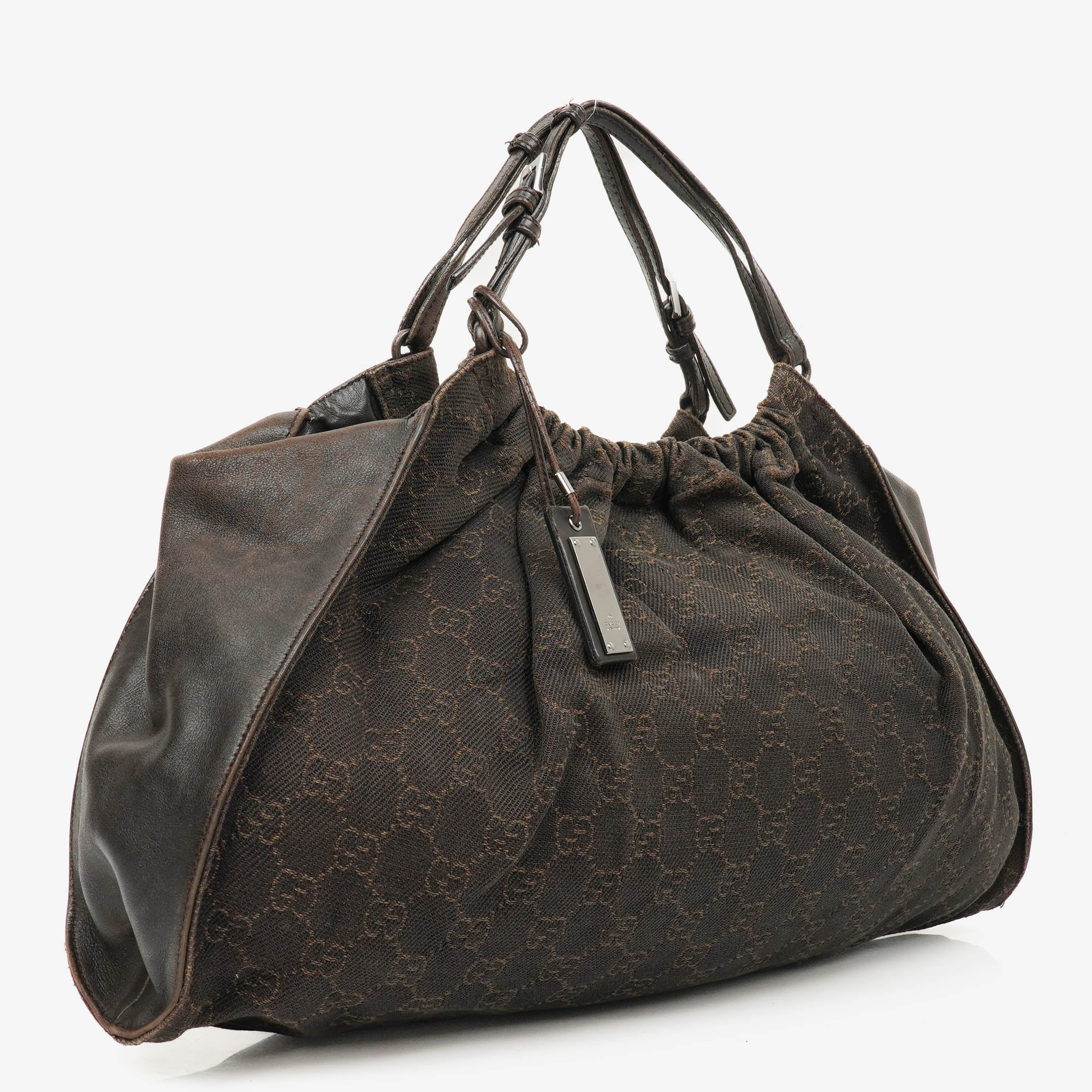 Gucci Brown Monogram Canvas and Leather Handbag